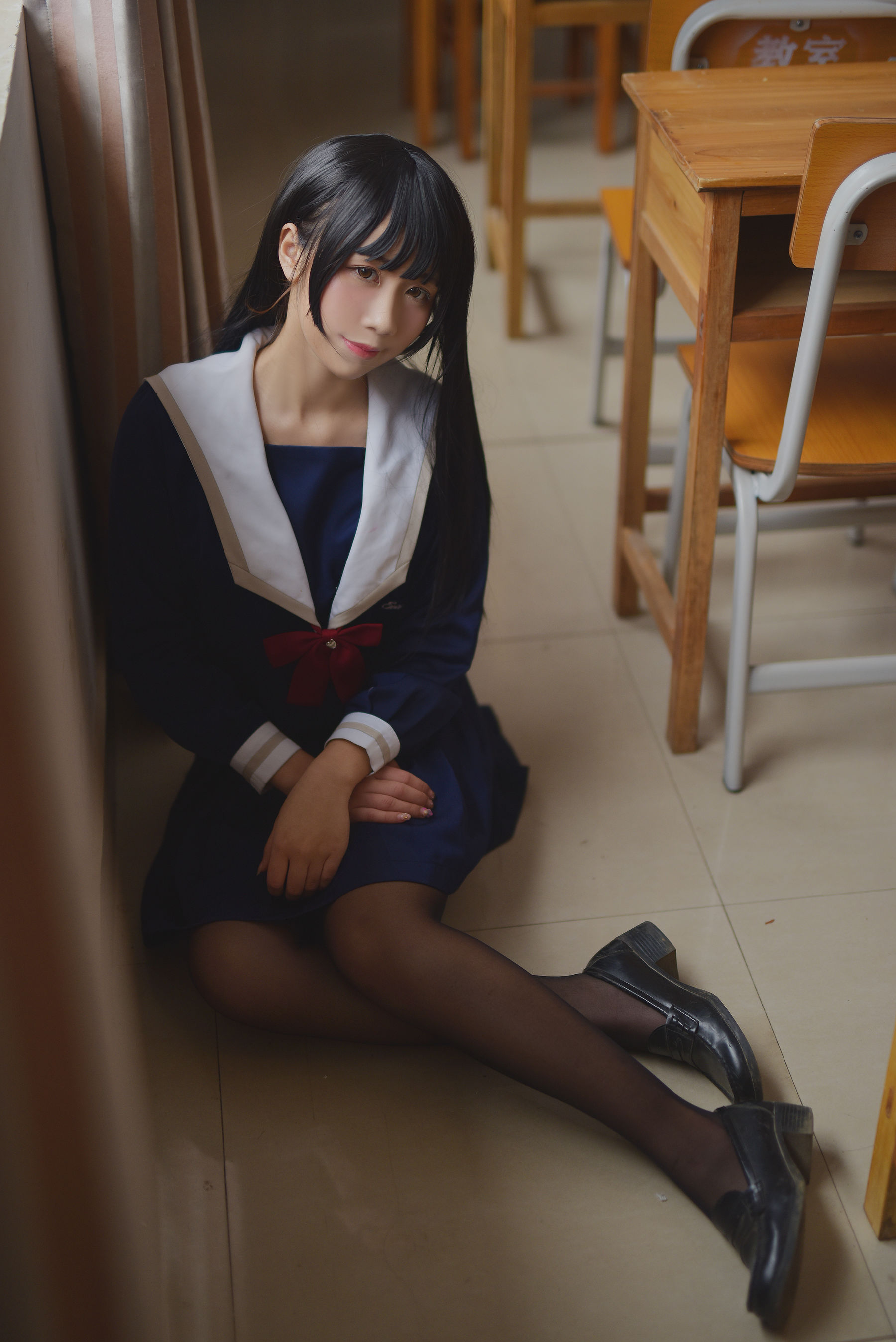 动漫博主九曲Jean JK露脐制服