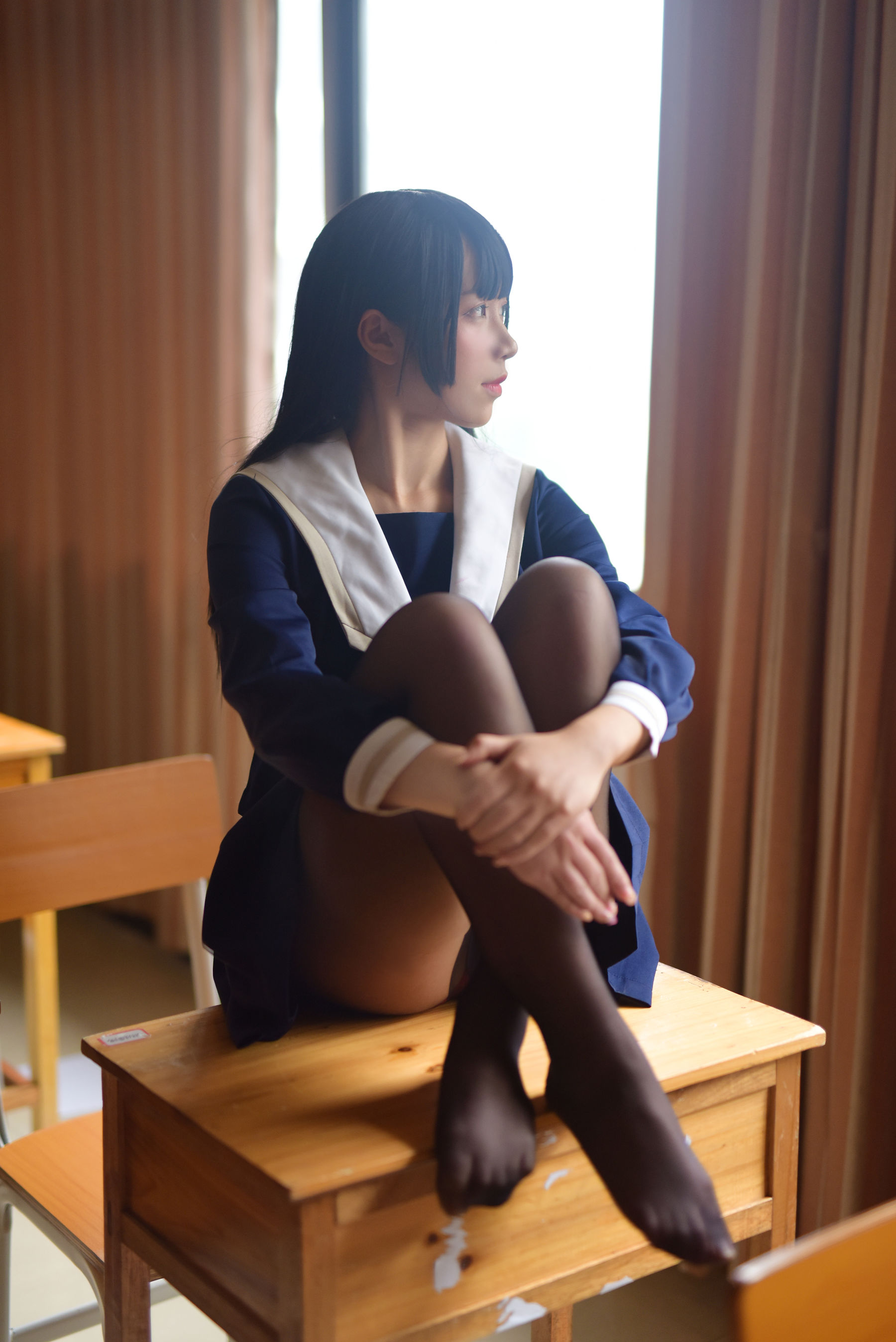 动漫博主九曲Jean JK露脐制服