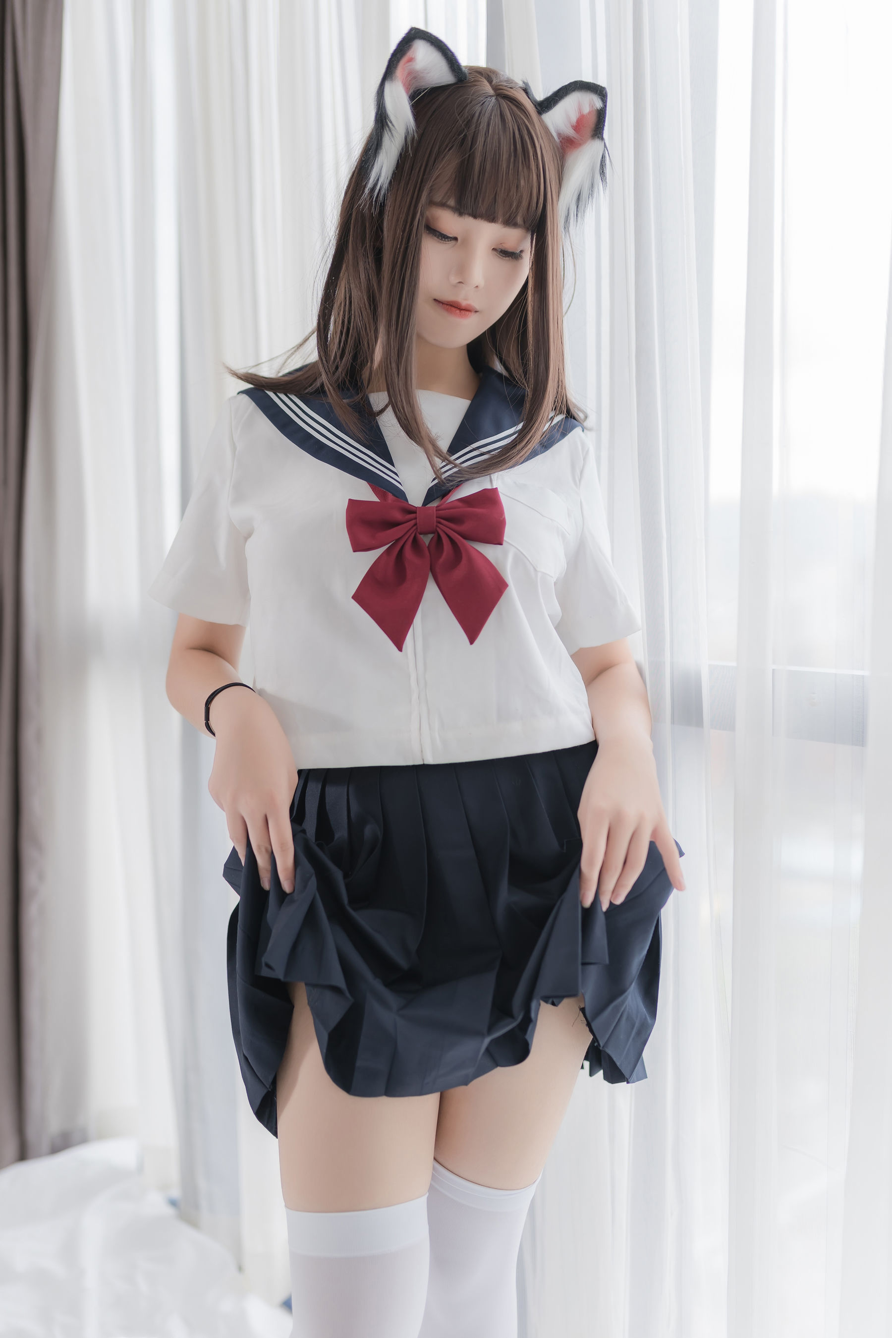 萌系小姐姐蜜汁猫裘 猫耳JK