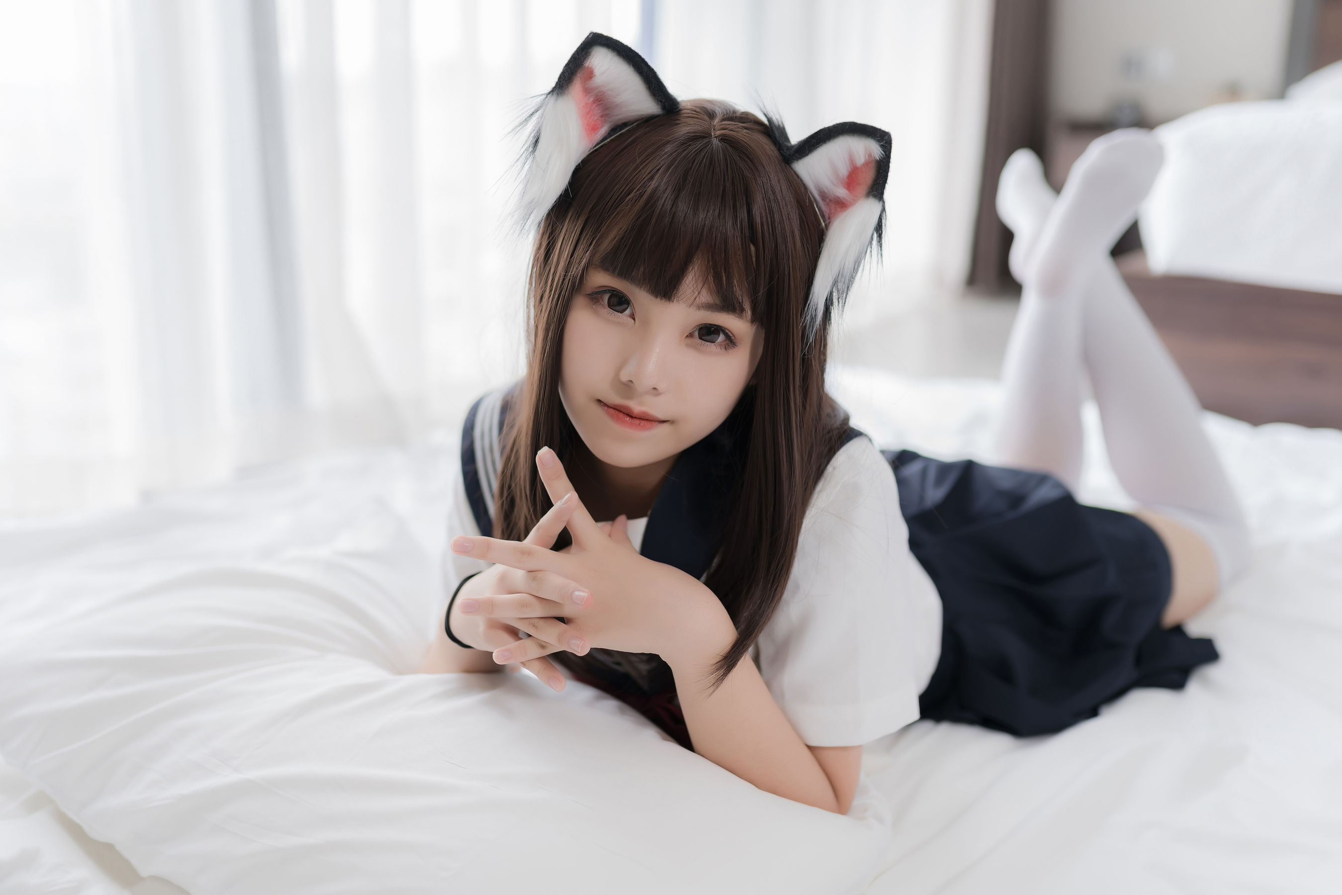 萌系小姐姐蜜汁猫裘 猫耳JK