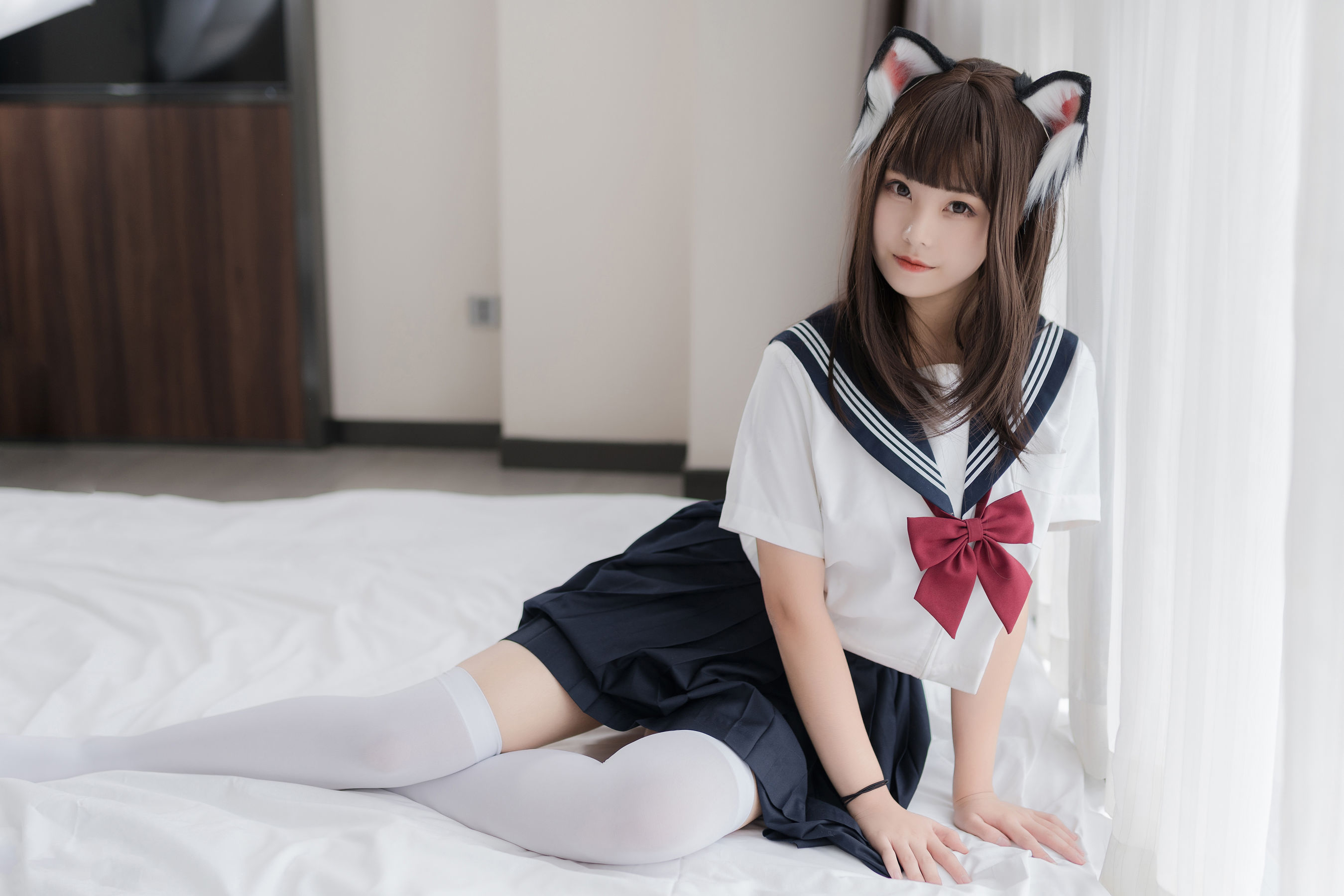 萌系小姐姐蜜汁猫裘 猫耳JK