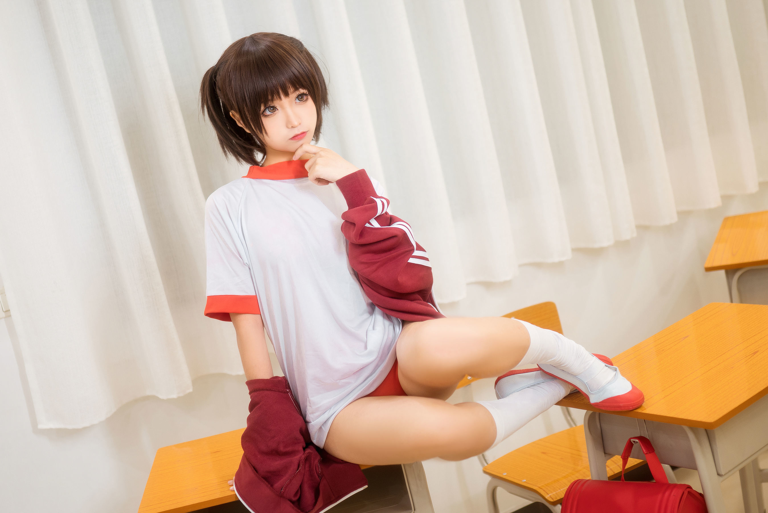动漫博主蠢沫沫 红体操服