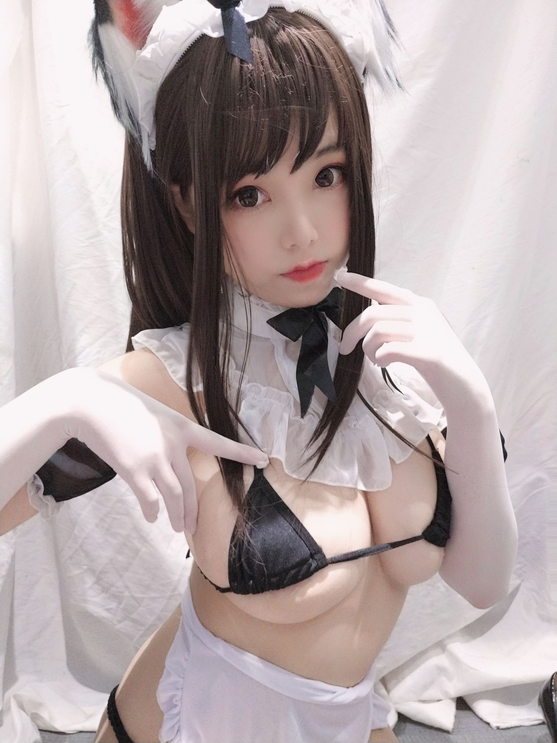 萌系小姐姐蜜汁猫裘 黑白女仆