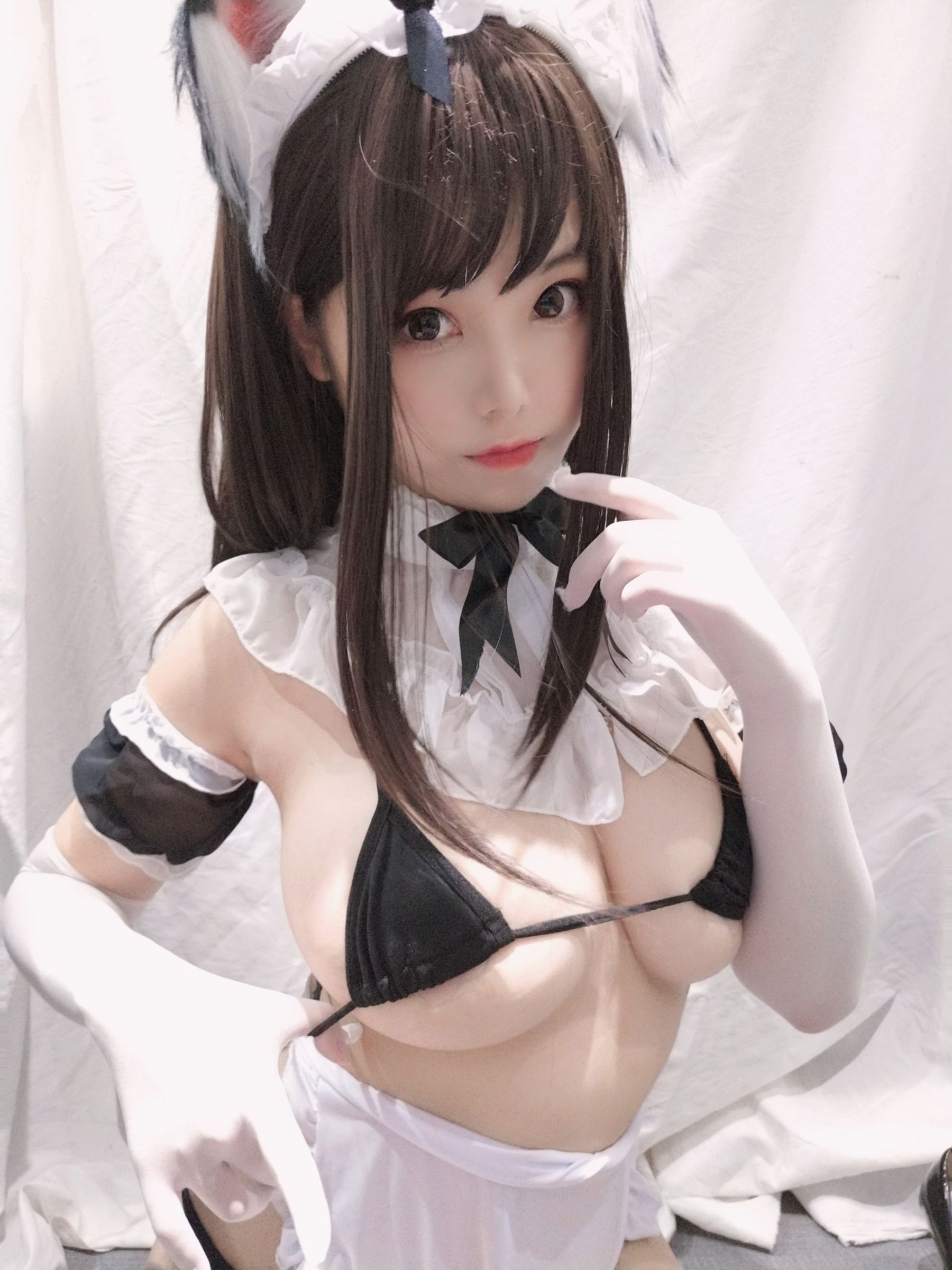 萌系小姐姐蜜汁猫裘 黑白女仆