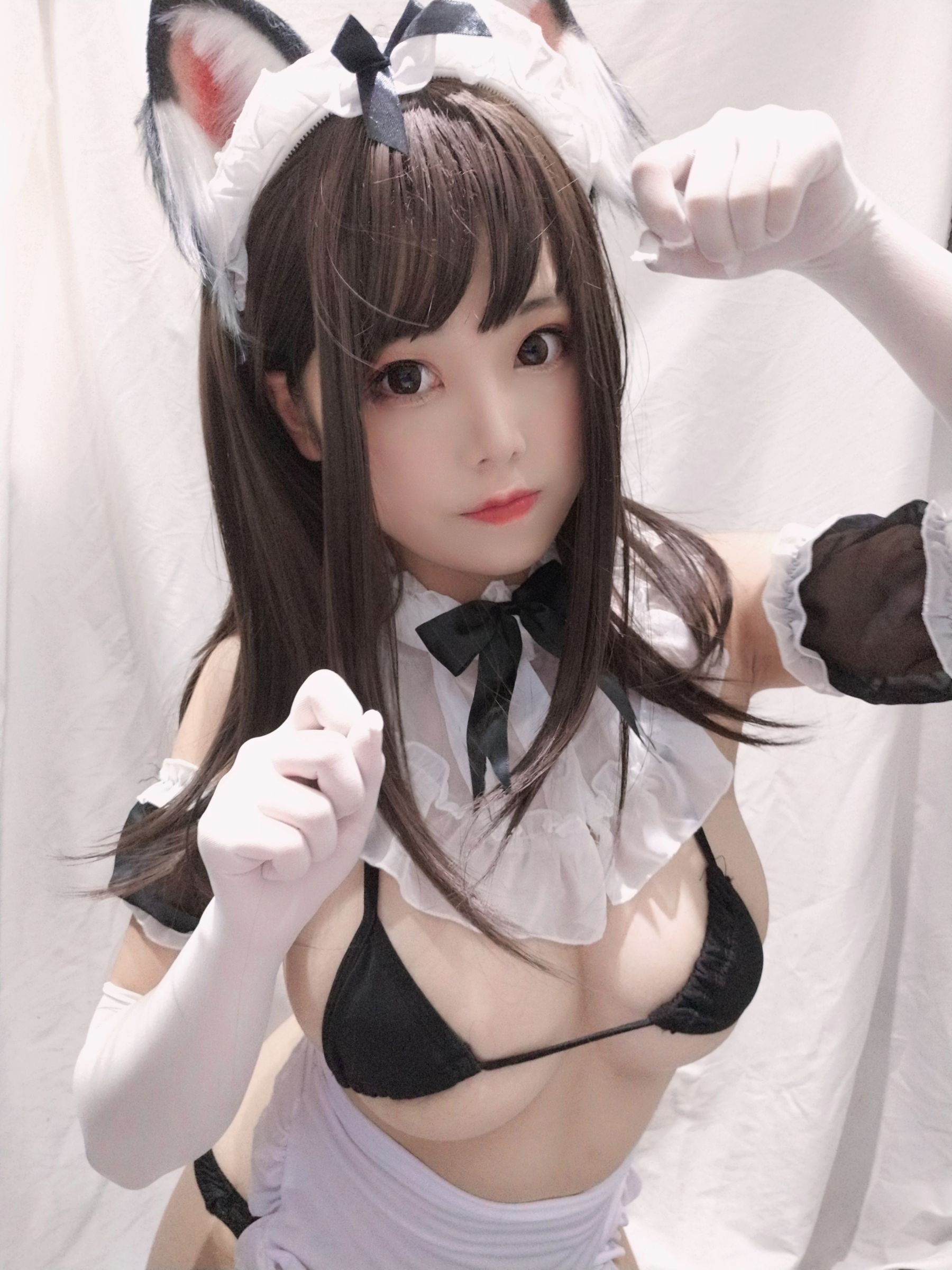萌系小姐姐蜜汁猫裘 黑白女仆