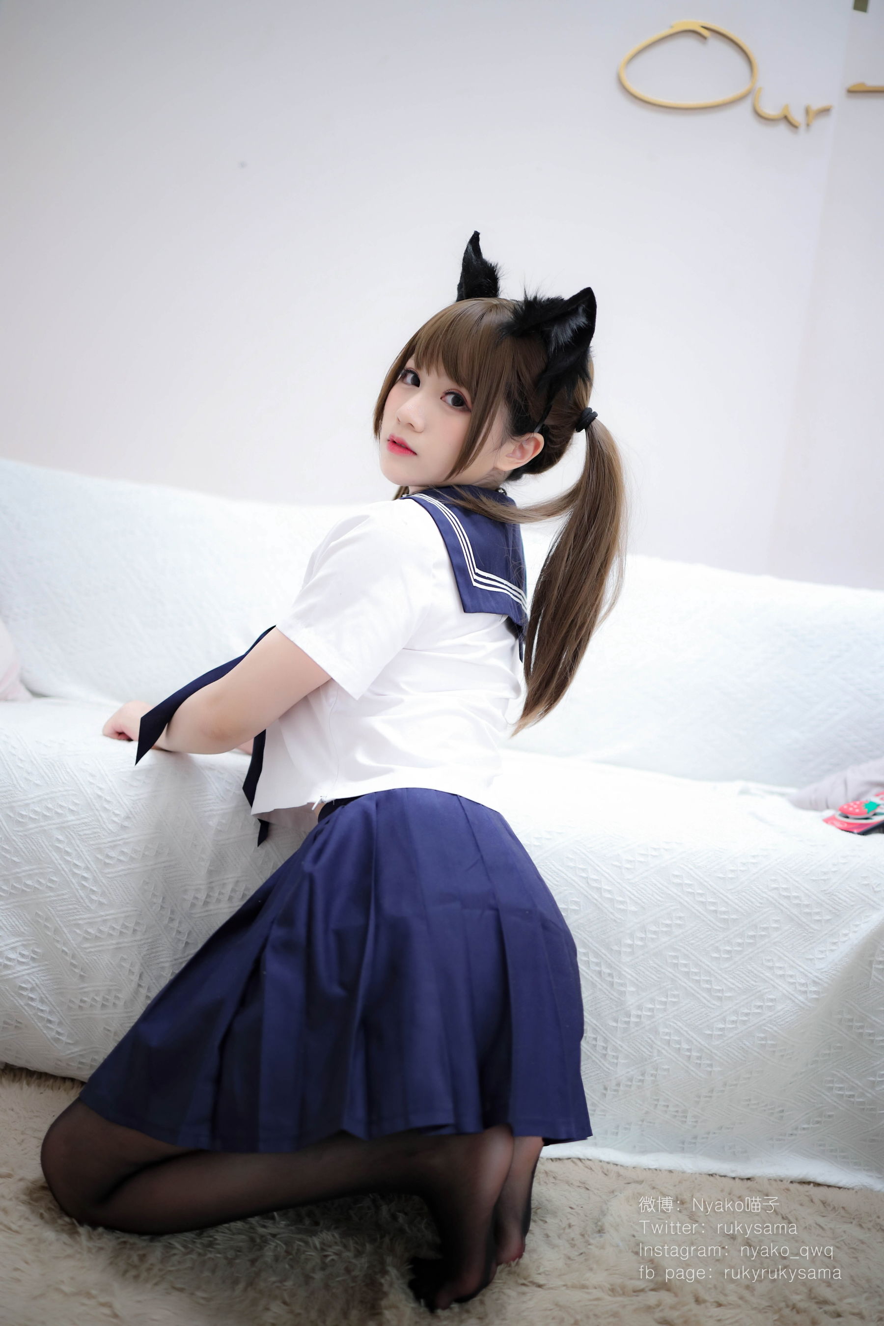 萌妹子Nyako喵子 黑丝水手服猫娘