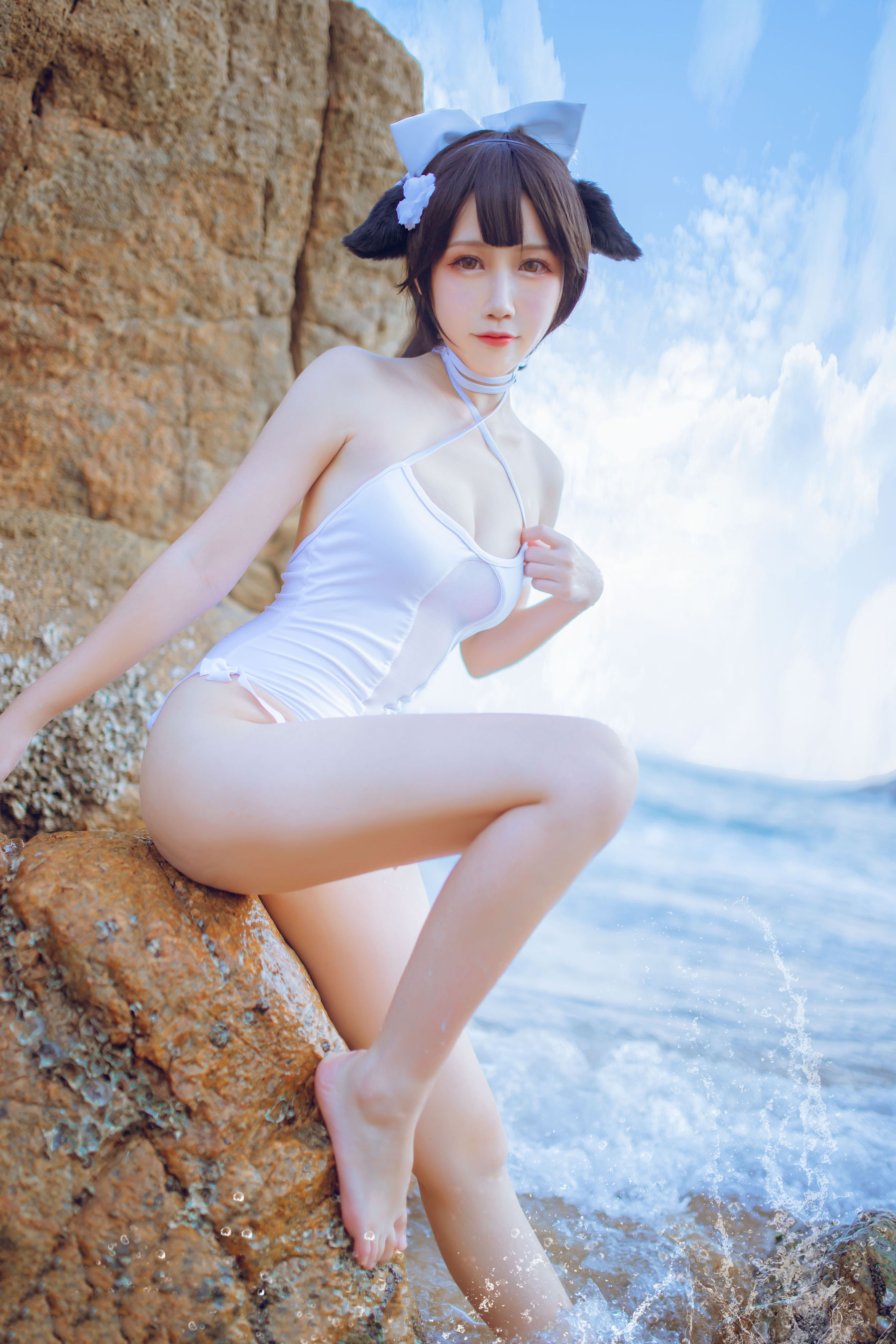 抖娘-利世图集 抖娘×不呆猫 獒犬海边泳装