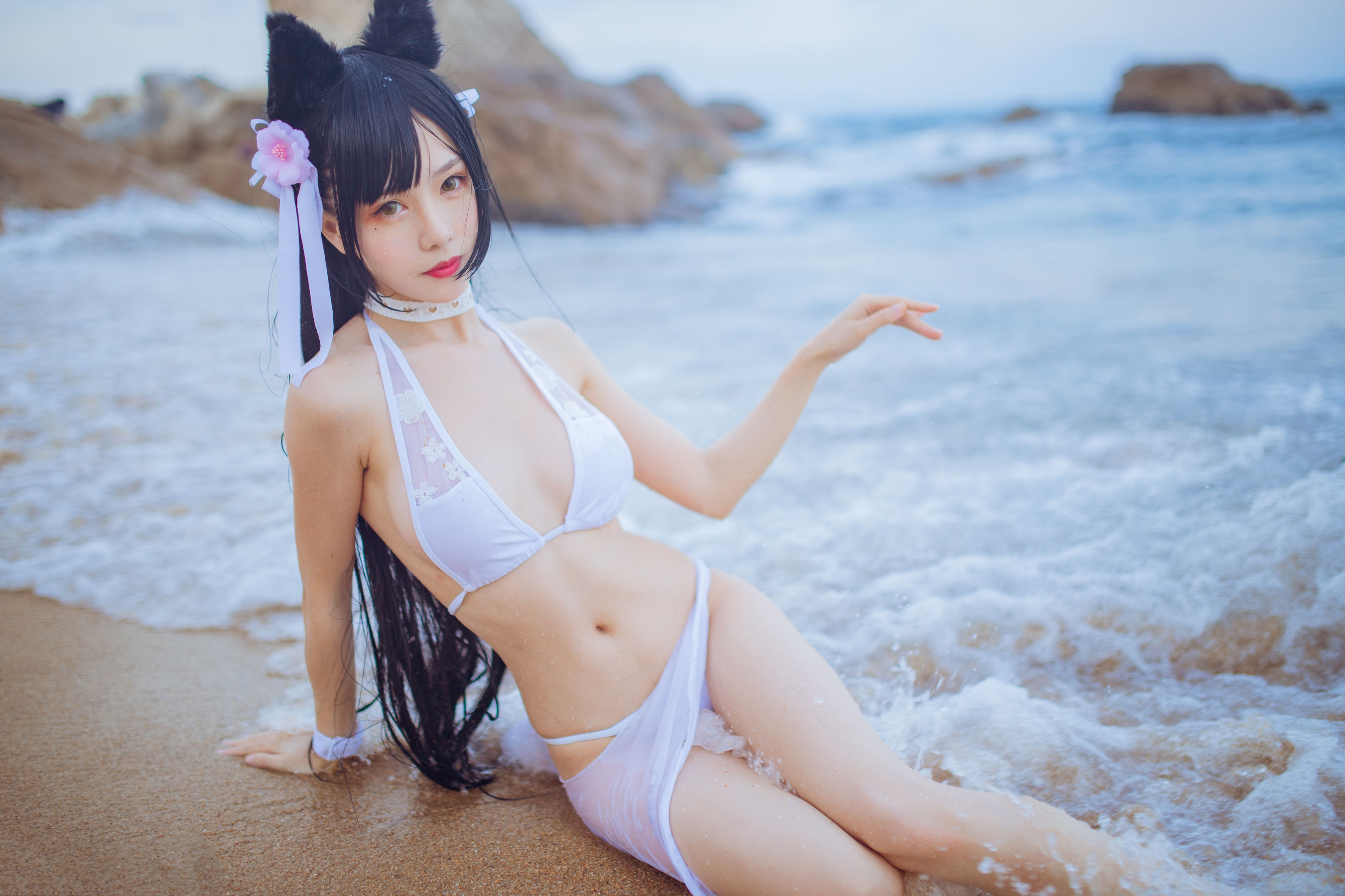 抖娘-利世图集 抖娘×不呆猫 獒犬海边泳装