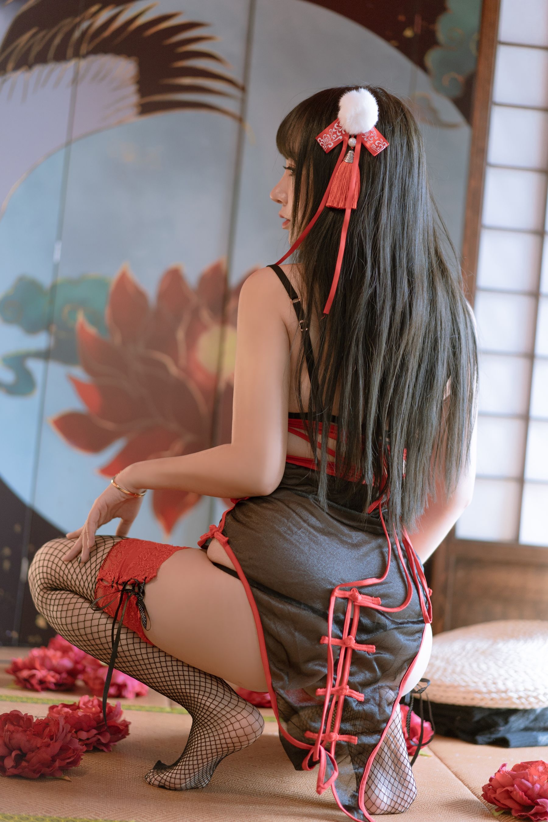 斗鱼米线线sama写真 新年旗袍