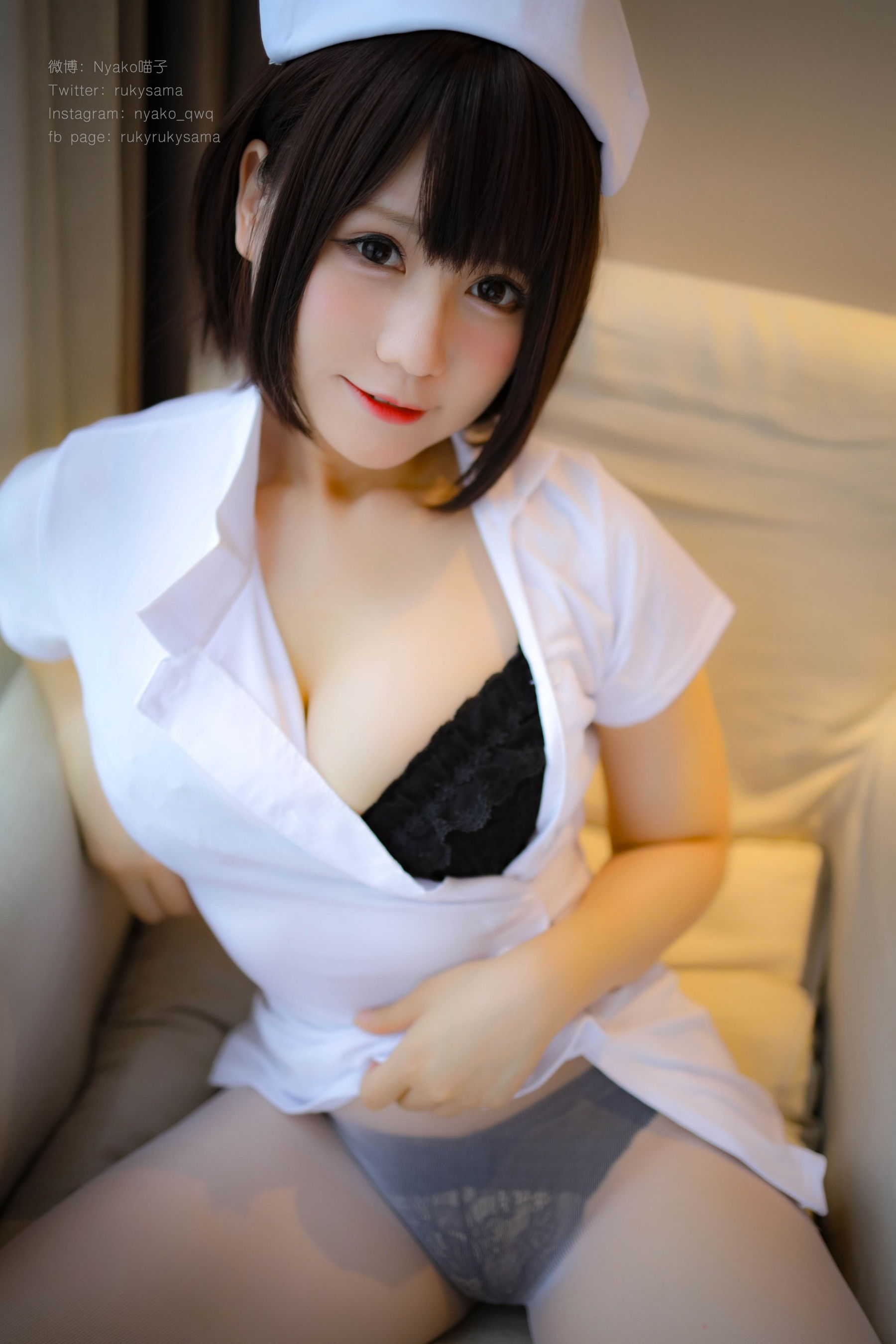 萌妹子Nyako喵子 白丝护士服
