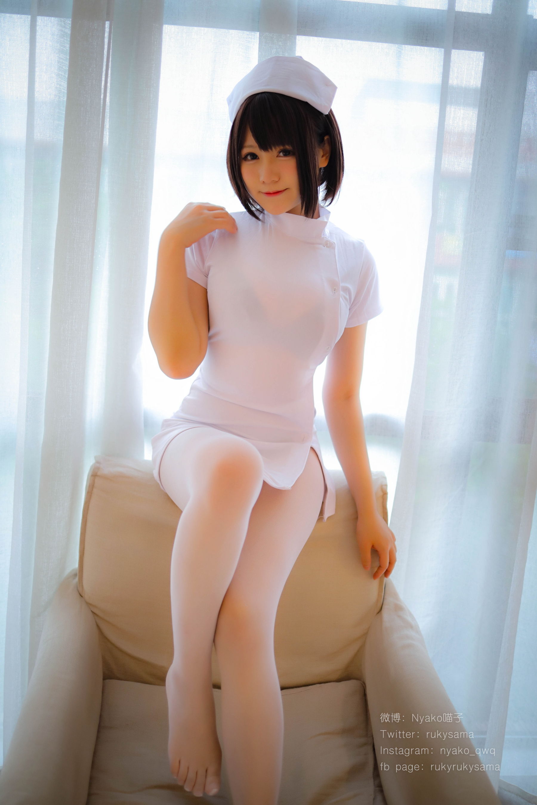 萌妹子Nyako喵子 白丝护士服