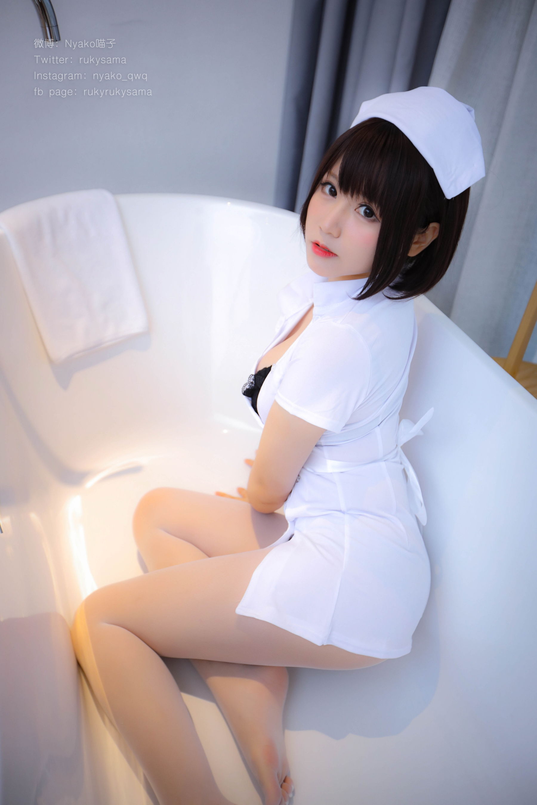 萌妹子Nyako喵子 白丝护士服