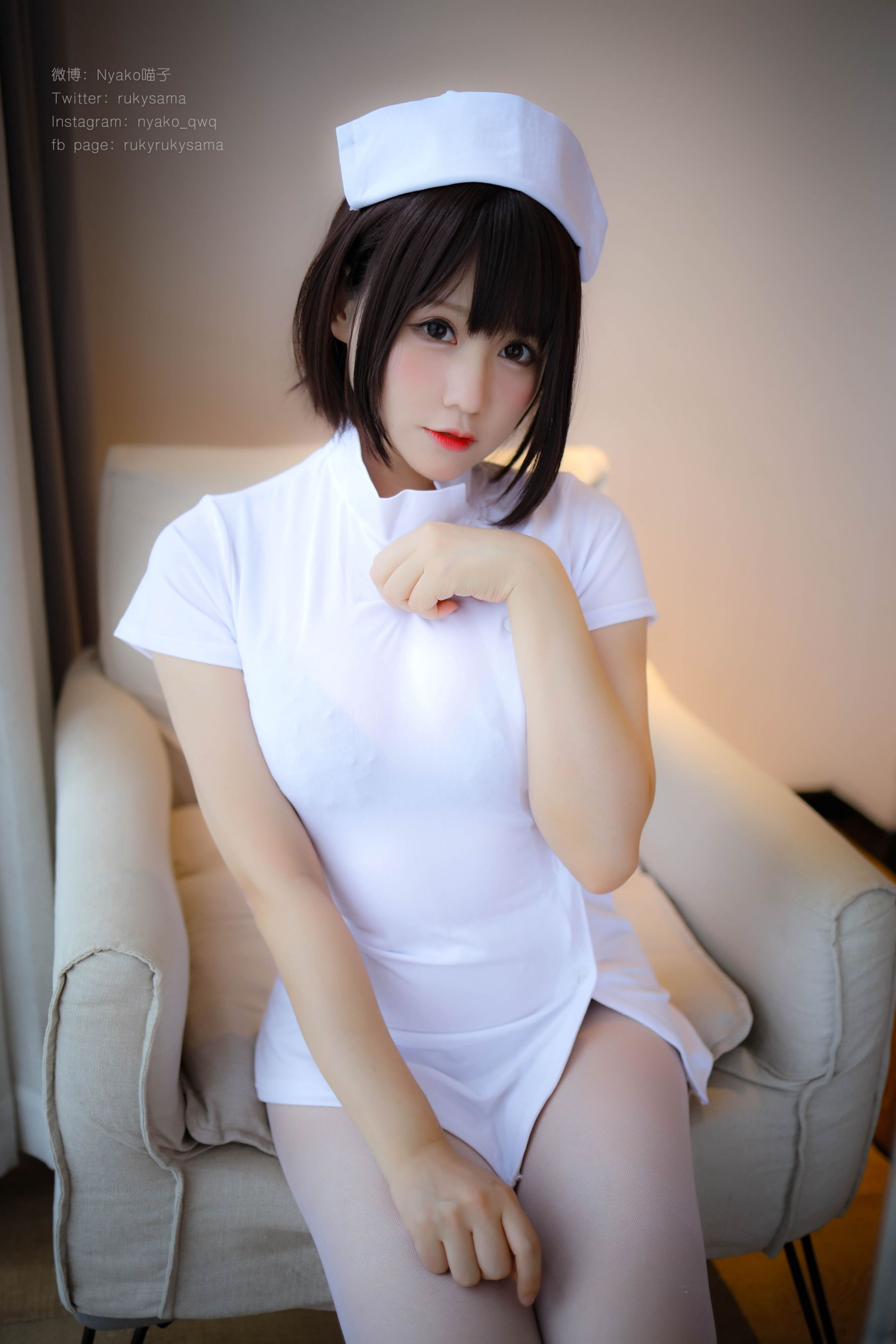 萌妹子Nyako喵子 白丝护士服