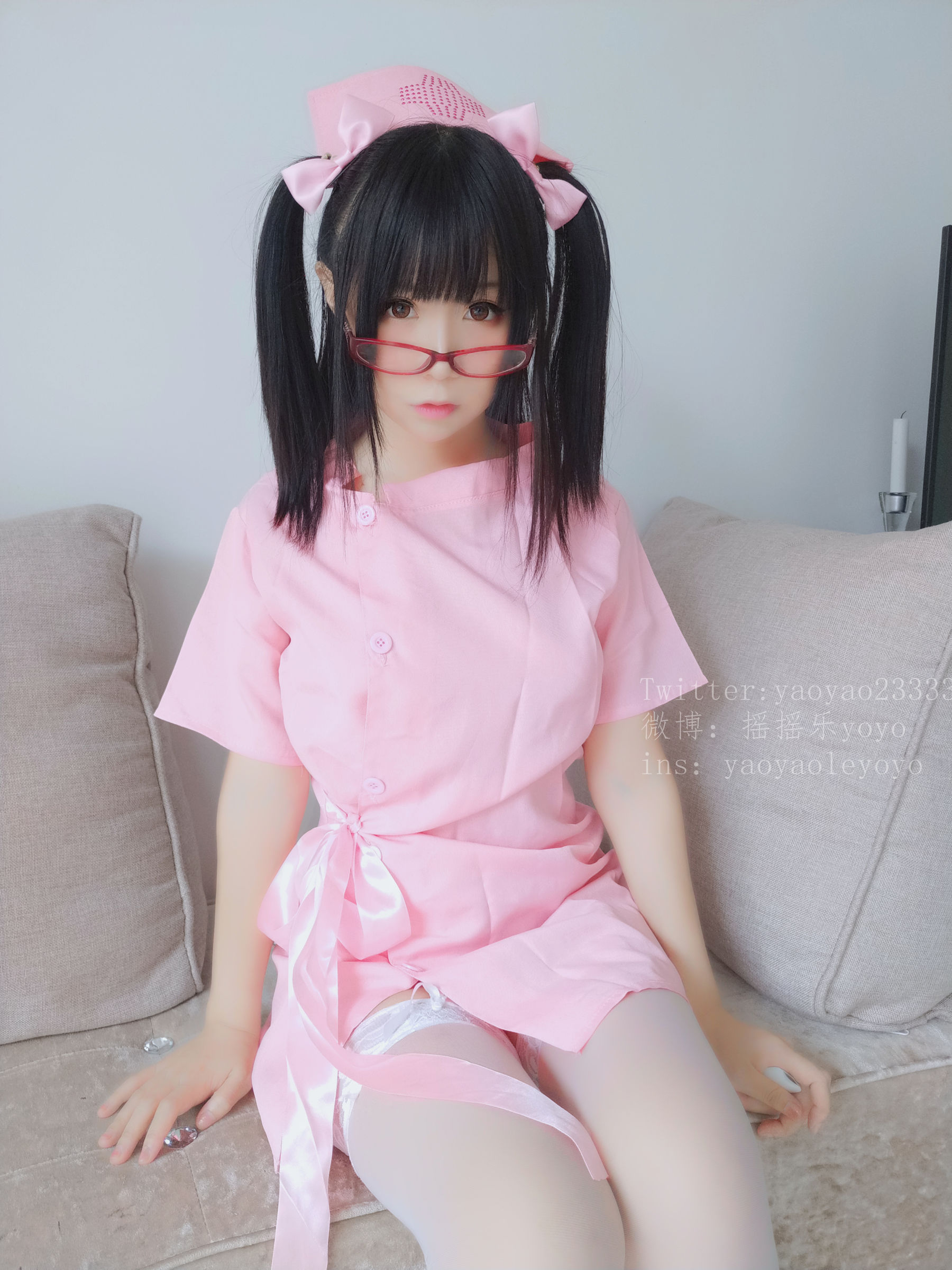 萌妹子Coser摇摇乐yoyo 可爱粉色护士