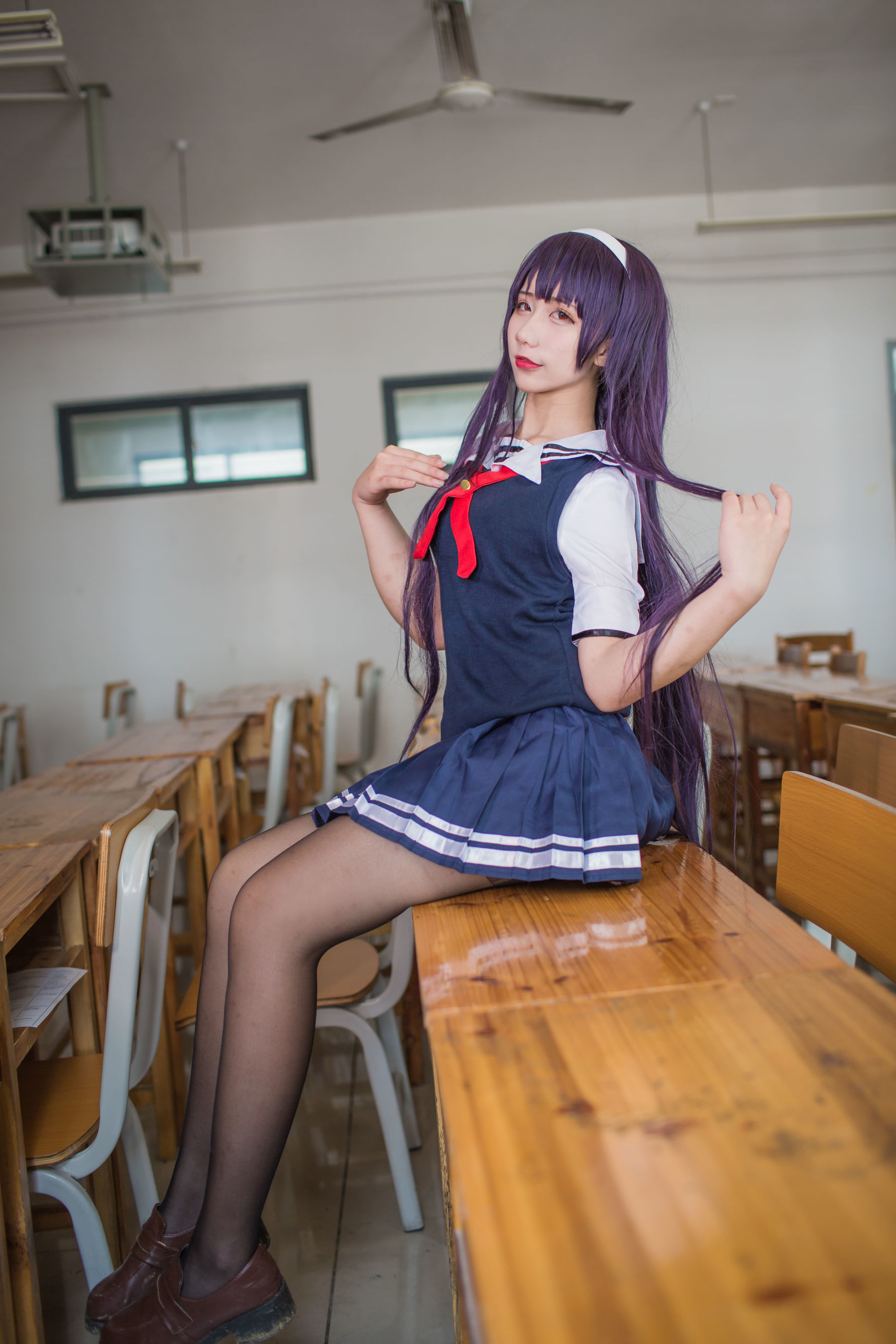 [COS福利] 动漫博主九曲Jean - 霞之丘诗羽夏季校服