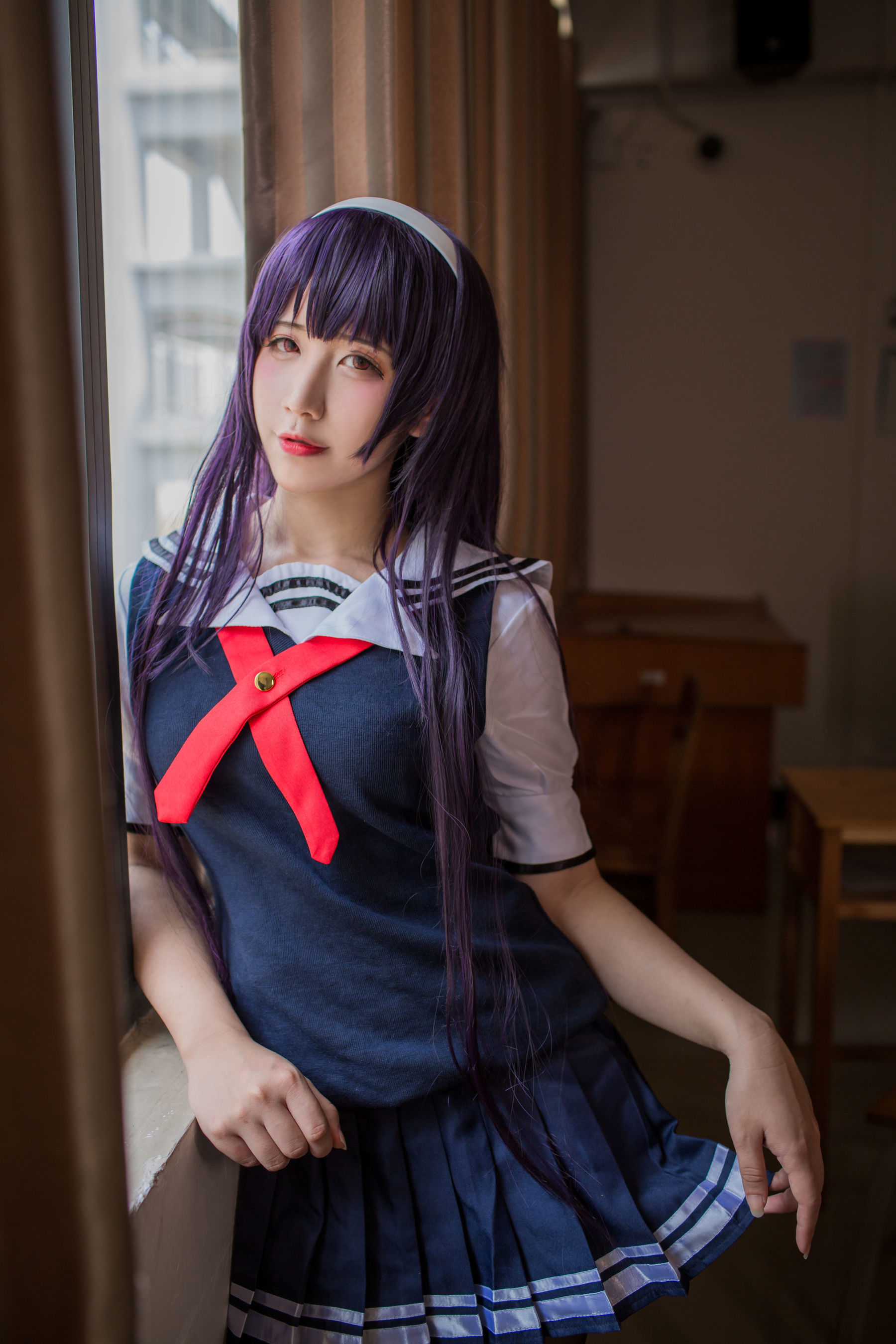 [COS福利] 动漫博主九曲Jean - 霞之丘诗羽夏季校服