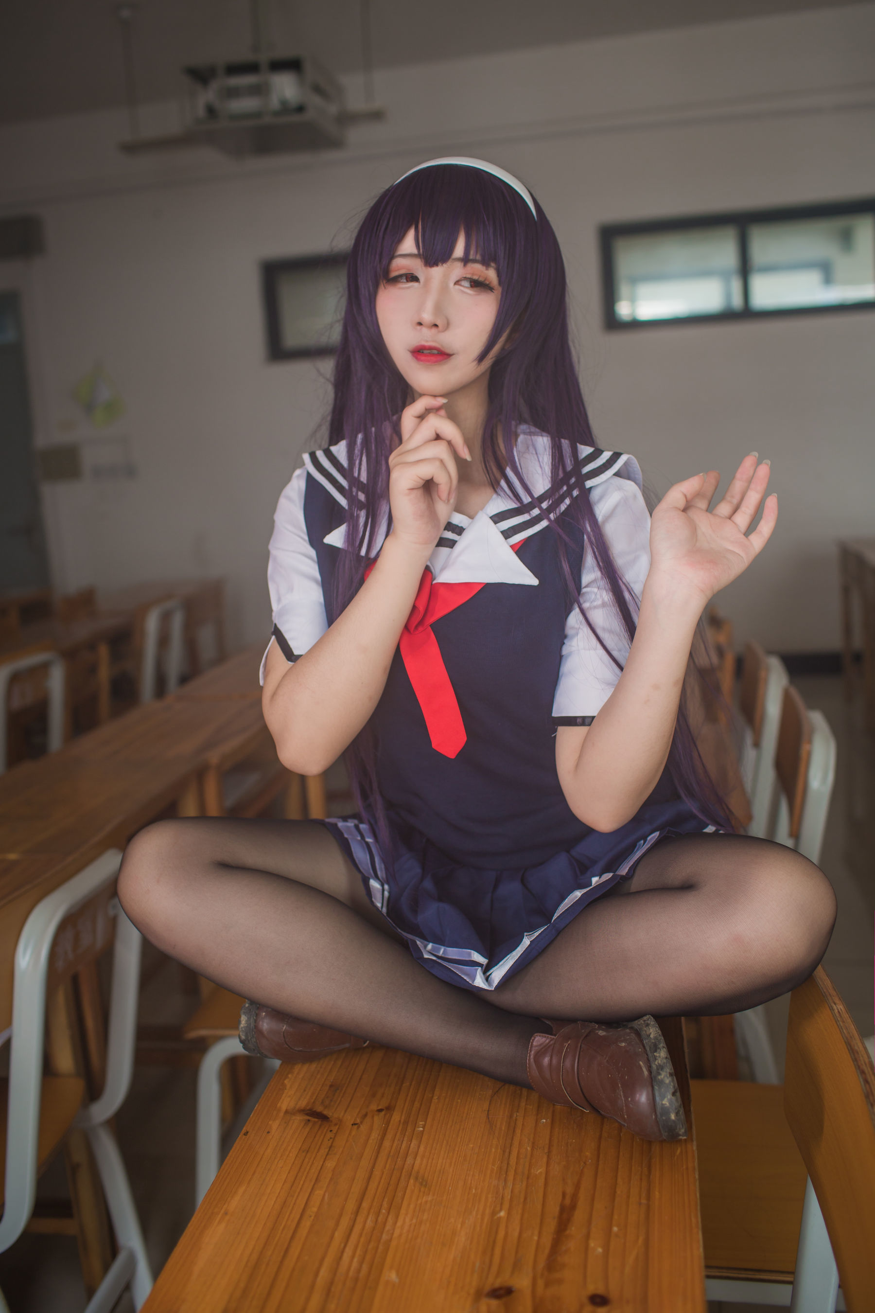 [COS福利] 动漫博主九曲Jean - 霞之丘诗羽夏季校服