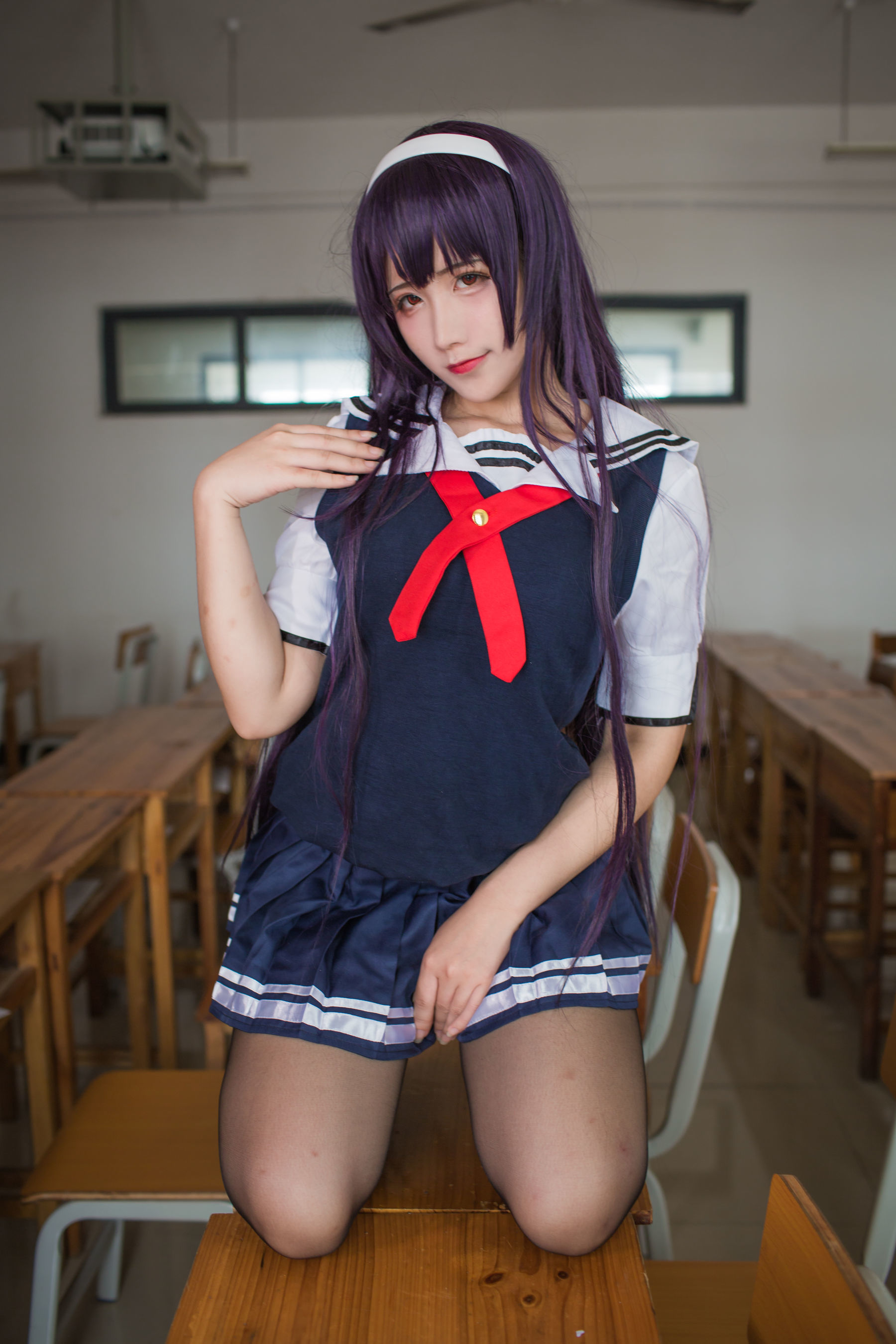 [COS福利] 动漫博主九曲Jean - 霞之丘诗羽夏季校服