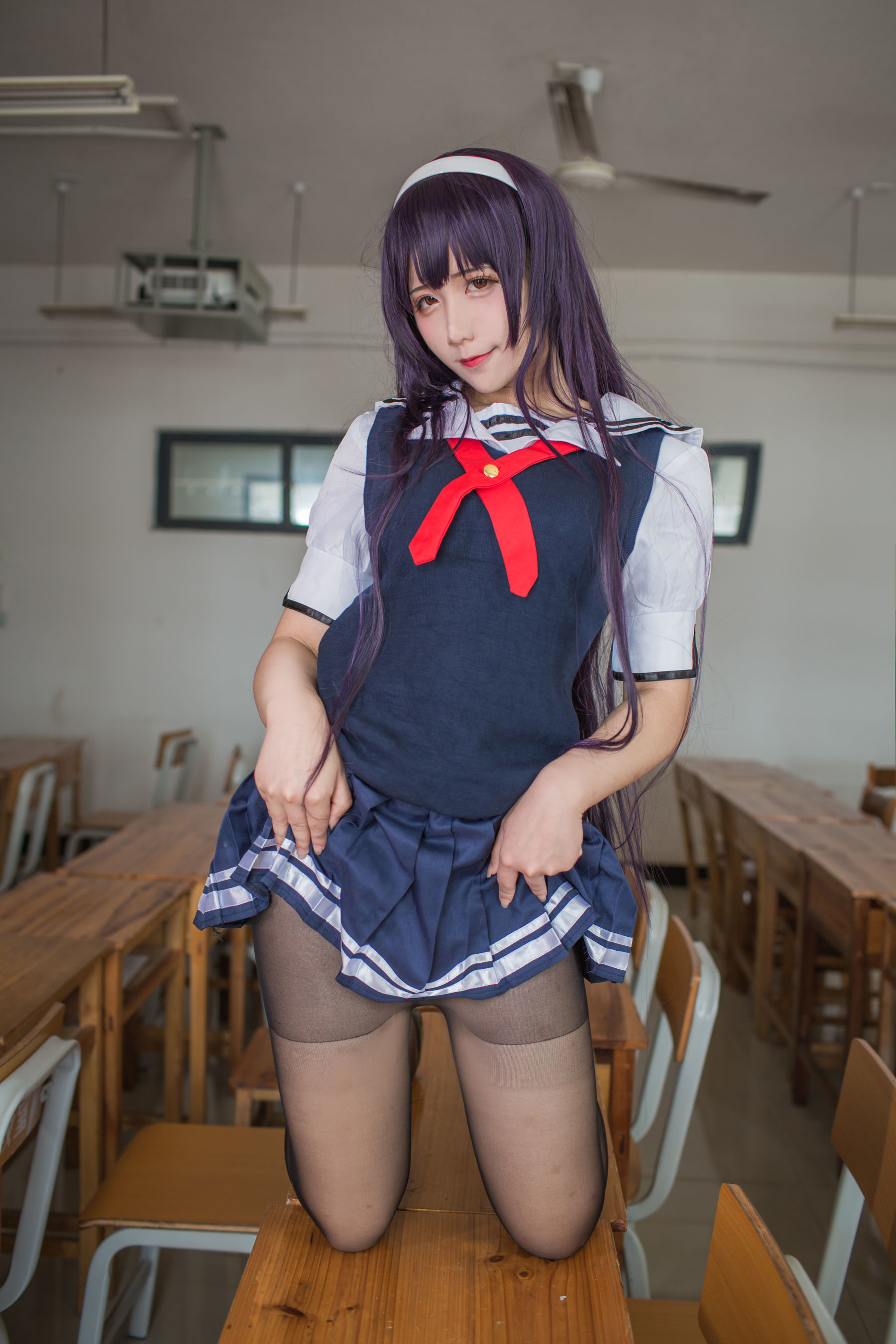 [COS福利] 动漫博主九曲Jean - 霞之丘诗羽夏季校服