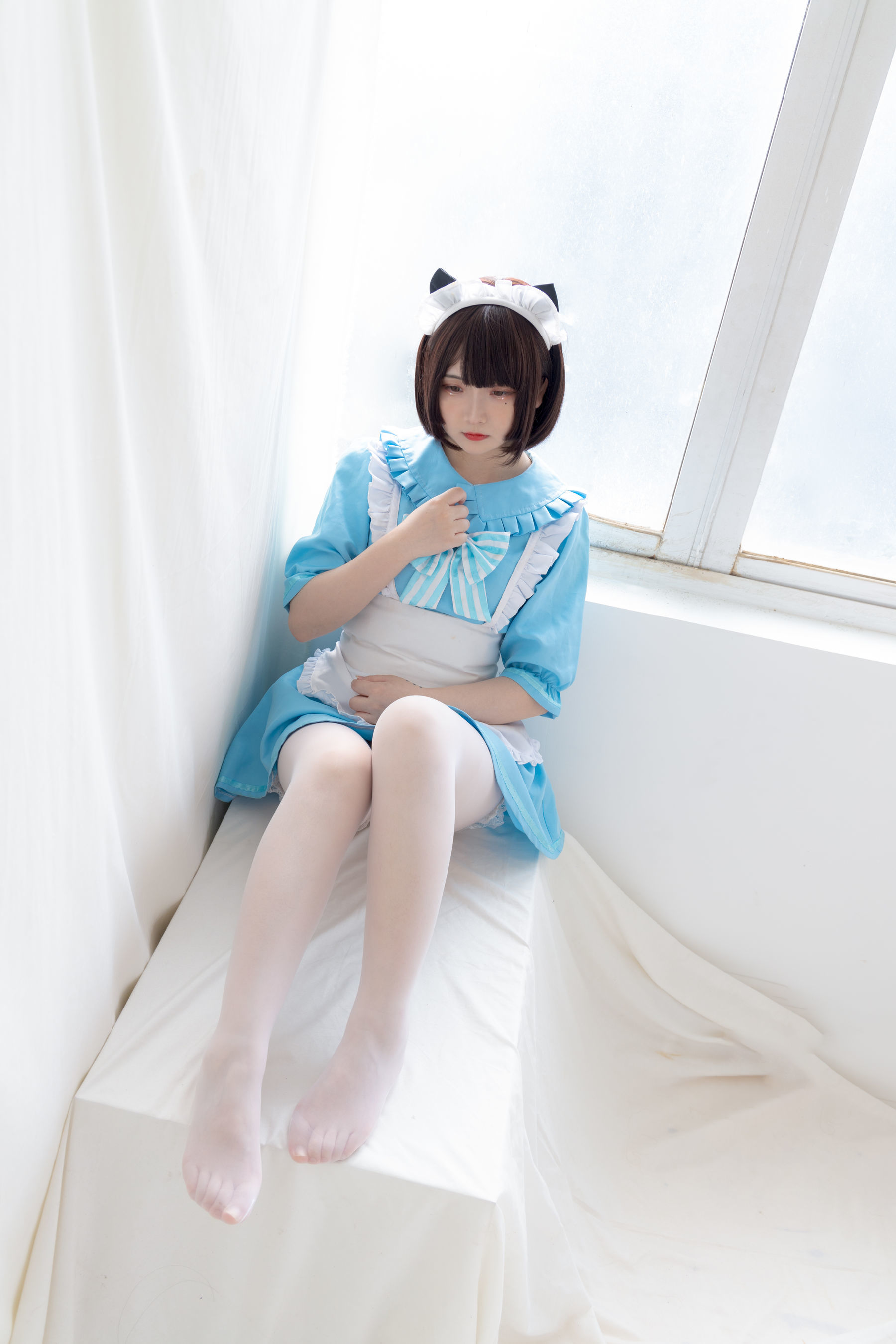 [COS福利] 二次元美女古川kagura - 蓝色小猫女仆