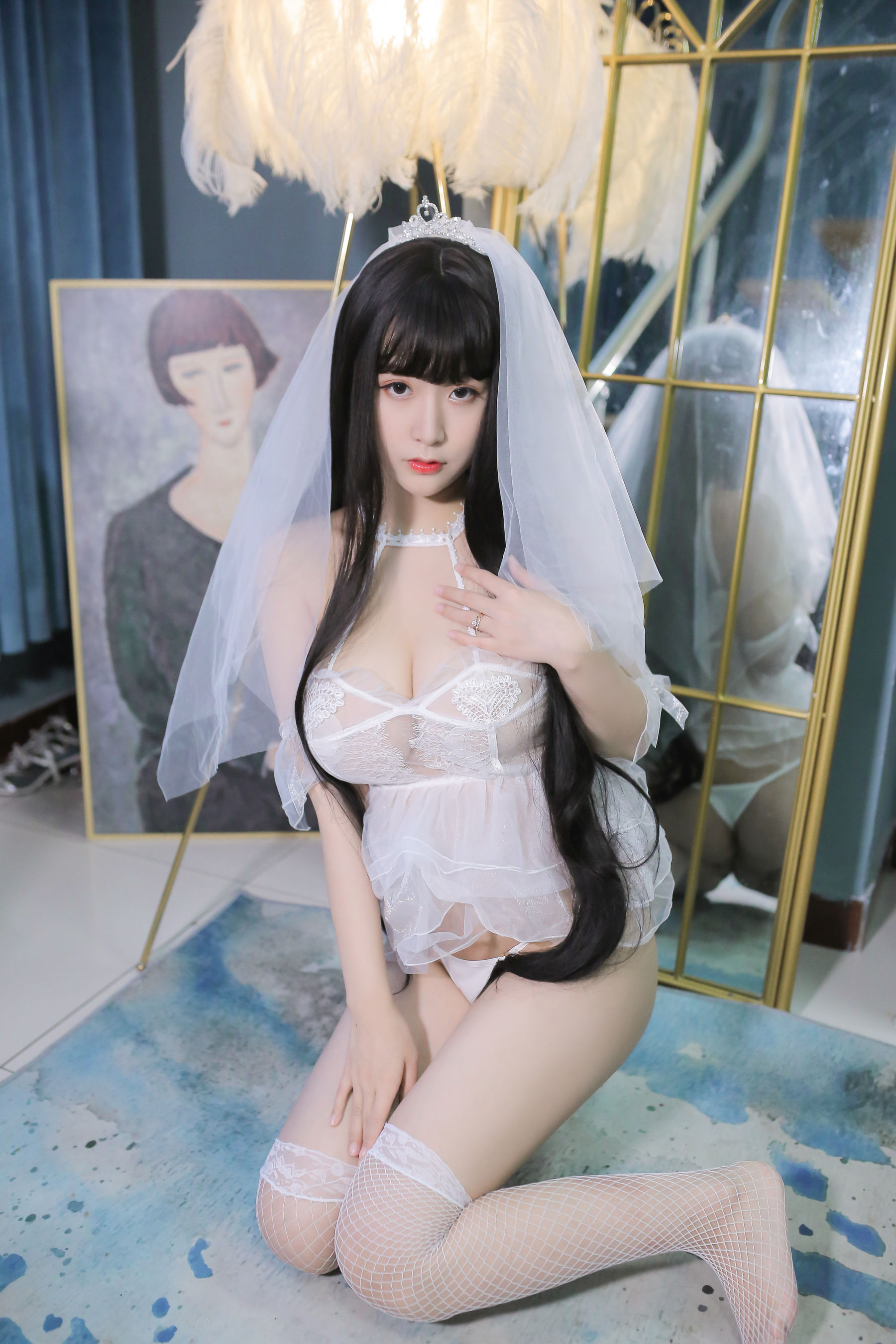 [COS福利] 巨乳猫九酱Sakura - 长发婚纱