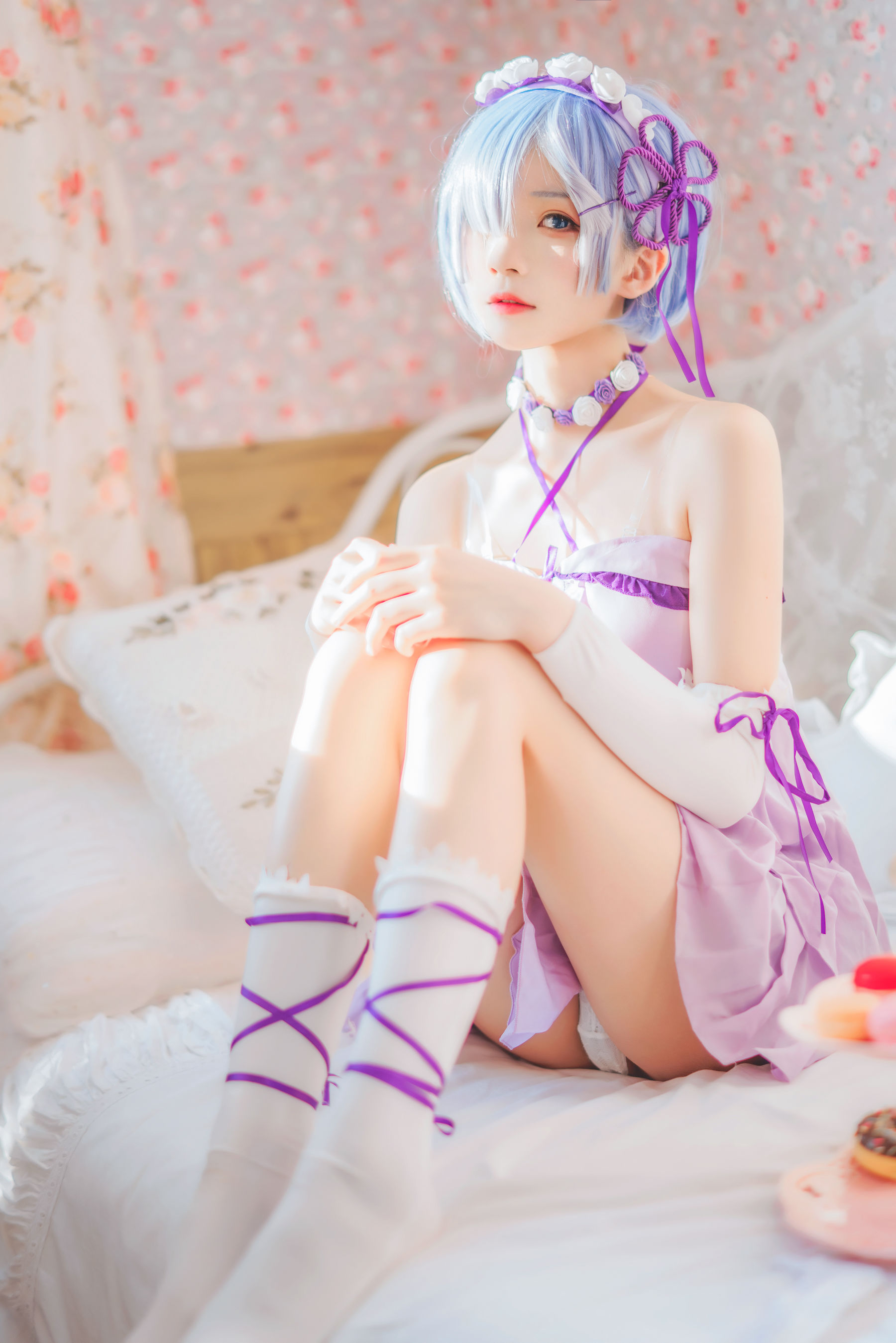 [Cosplay写真] 动漫博主蠢沫沫 - 蕾姆小睡裙