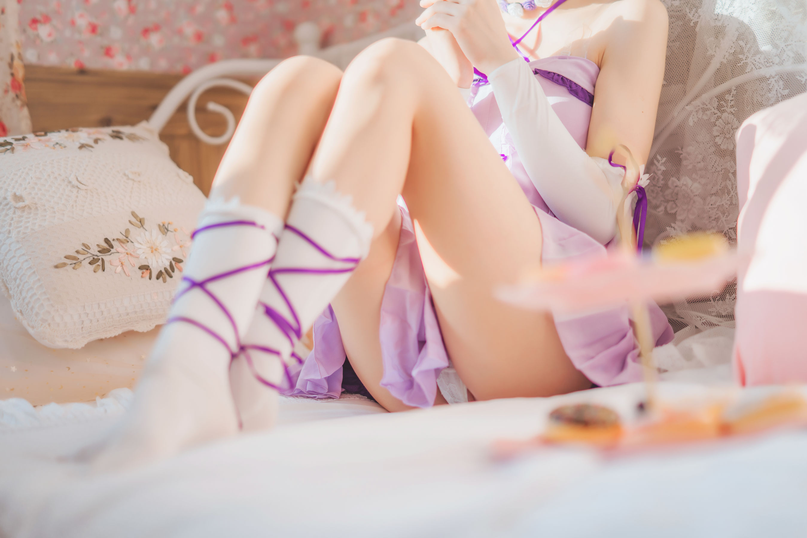 [Cosplay写真] 动漫博主蠢沫沫 - 蕾姆小睡裙