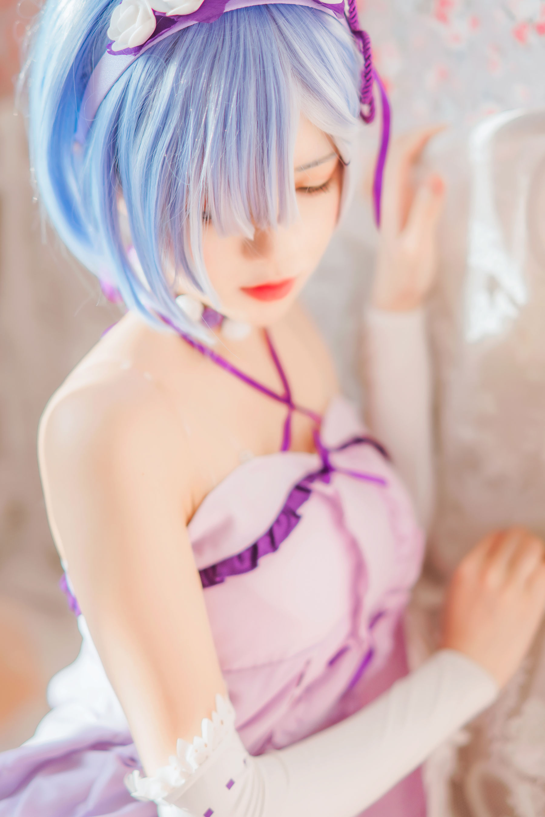 [Cosplay写真] 动漫博主蠢沫沫 - 蕾姆小睡裙