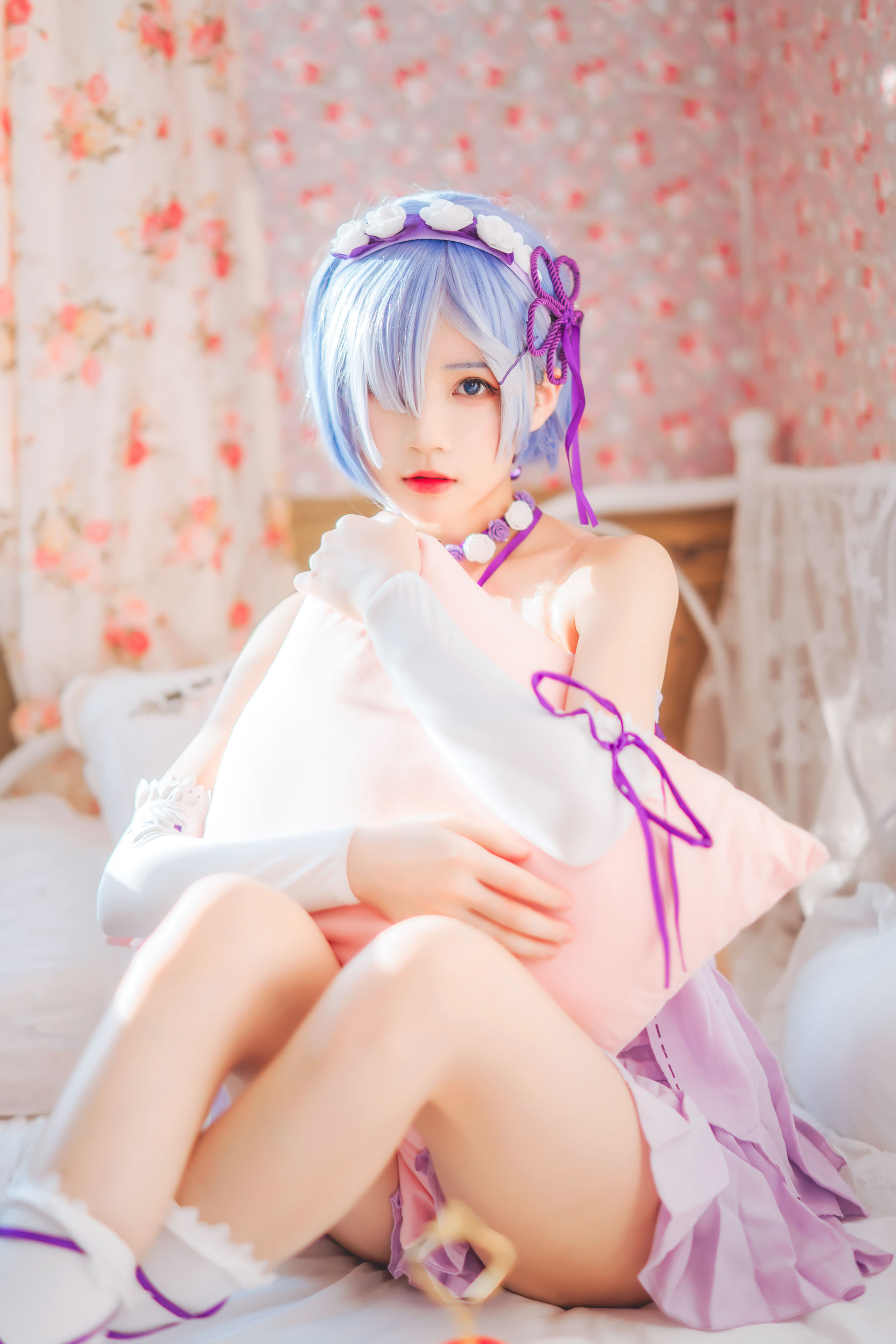 [Cosplay写真] 动漫博主蠢沫沫 - 蕾姆小睡裙