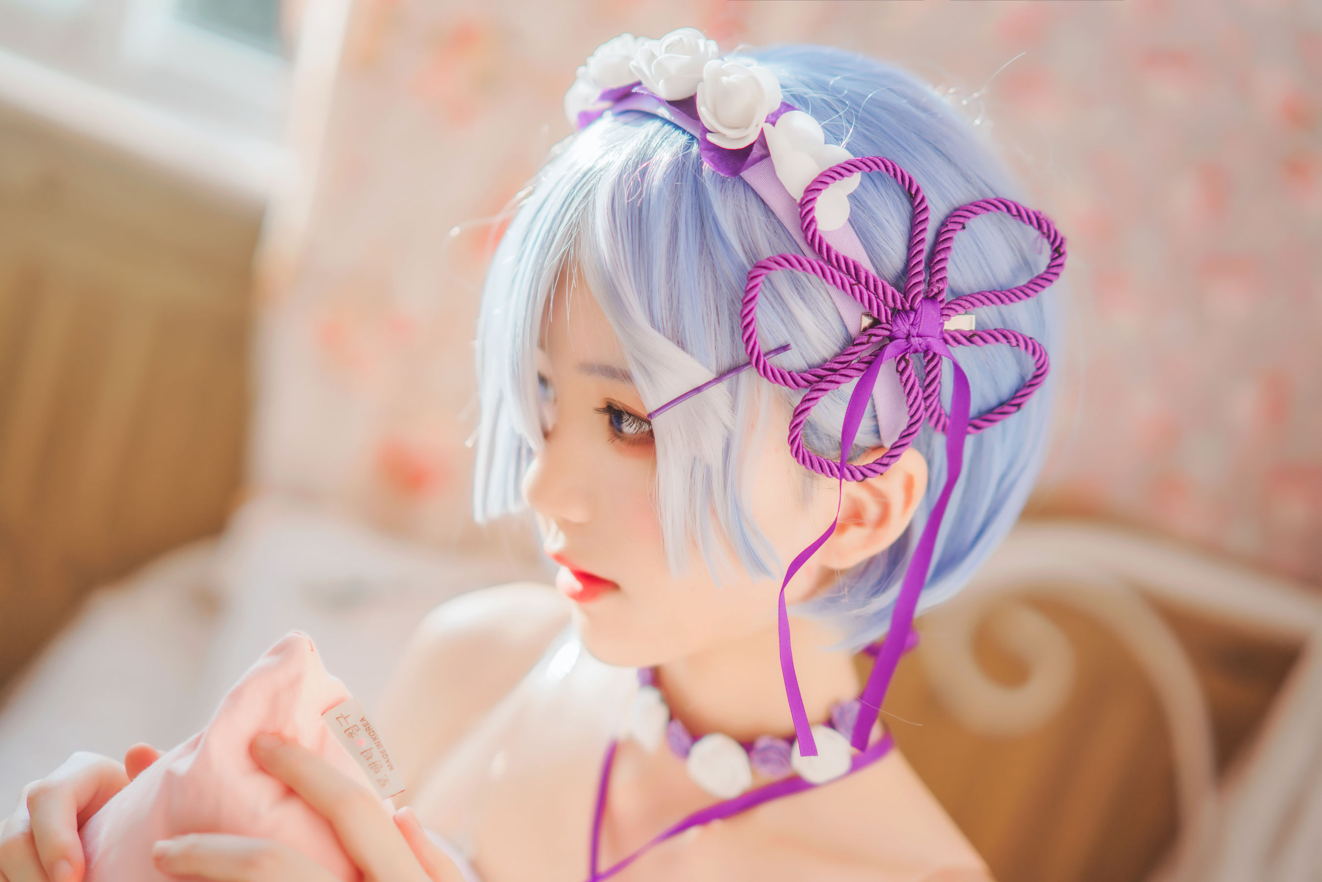 [Cosplay写真] 动漫博主蠢沫沫 - 蕾姆小睡裙