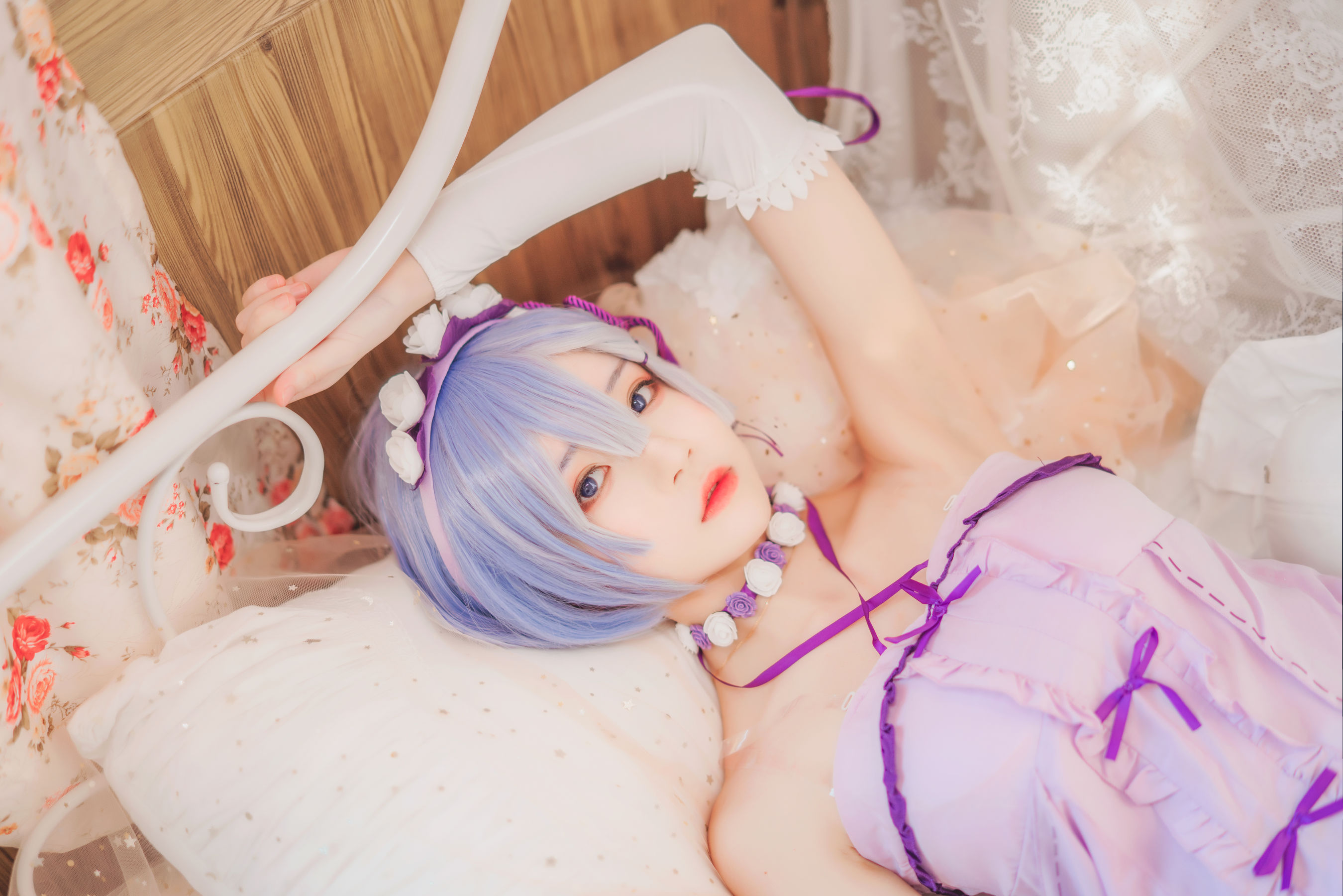 [Cosplay写真] 动漫博主蠢沫沫 - 蕾姆小睡裙