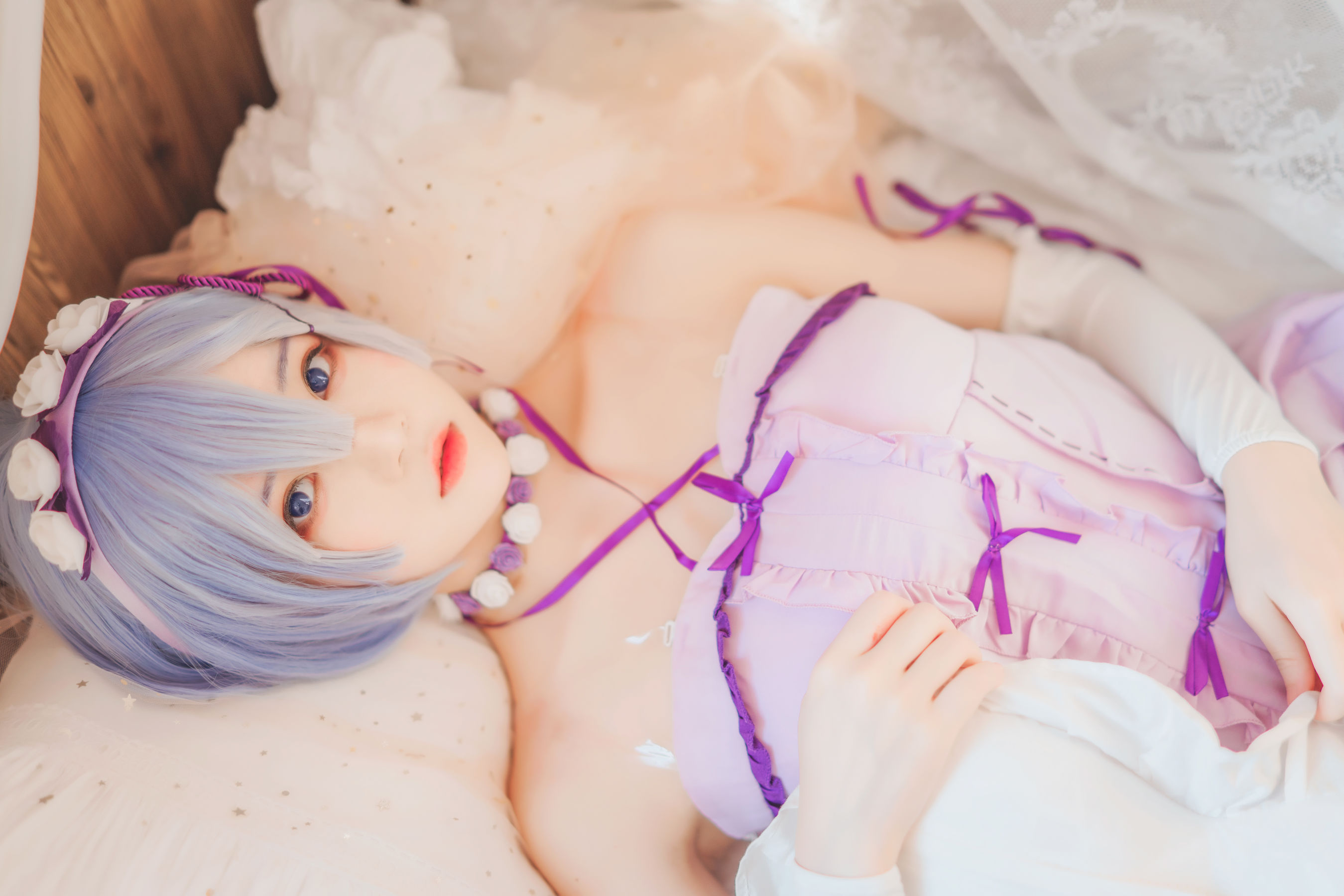 [Cosplay写真] 动漫博主蠢沫沫 - 蕾姆小睡裙