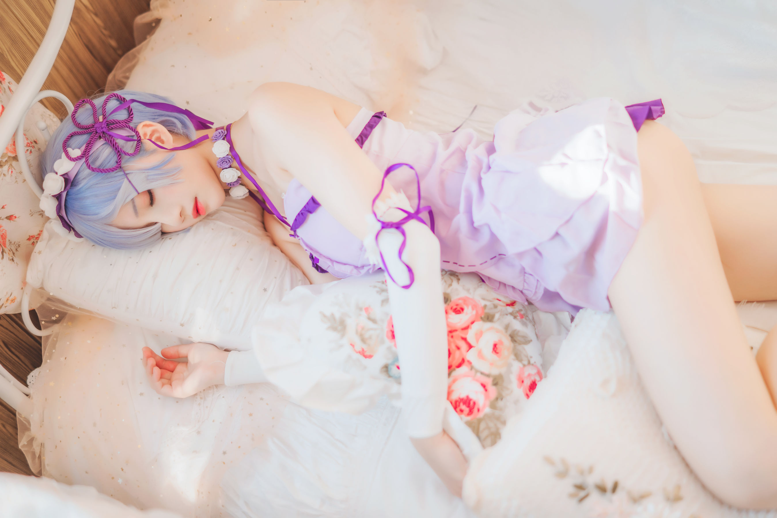 [Cosplay写真] 动漫博主蠢沫沫 - 蕾姆小睡裙