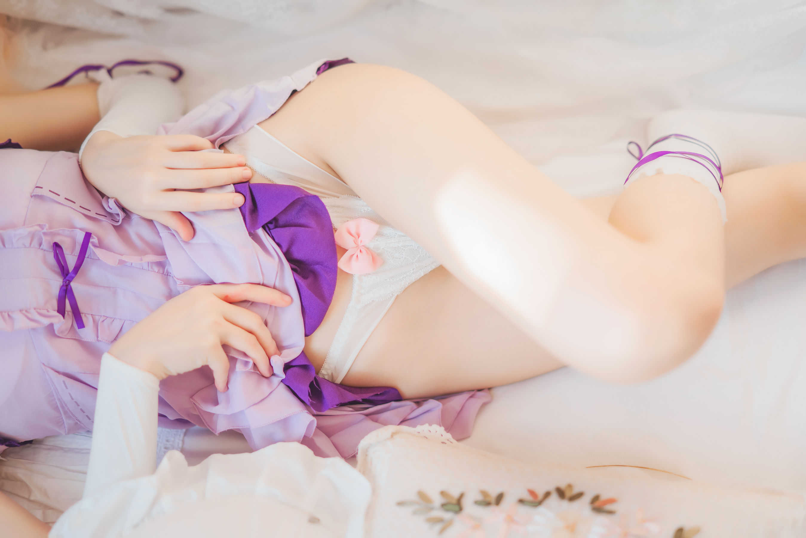 [Cosplay写真] 动漫博主蠢沫沫 - 蕾姆小睡裙