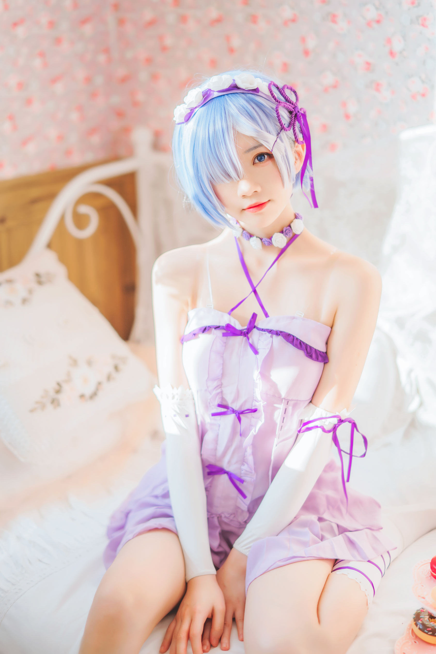 [Cosplay写真] 动漫博主蠢沫沫 - 蕾姆小睡裙