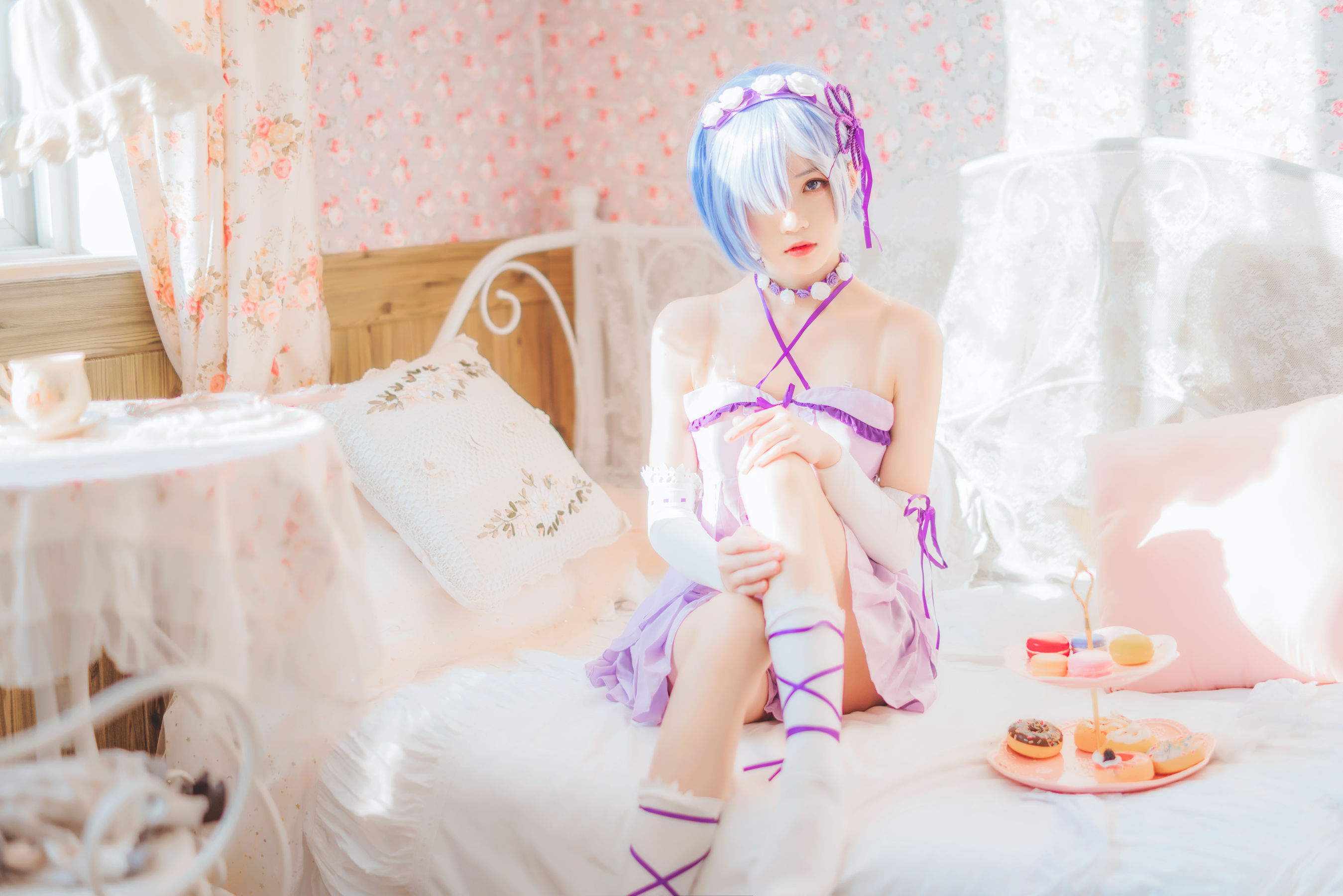 [Cosplay写真] 动漫博主蠢沫沫 - 蕾姆小睡裙