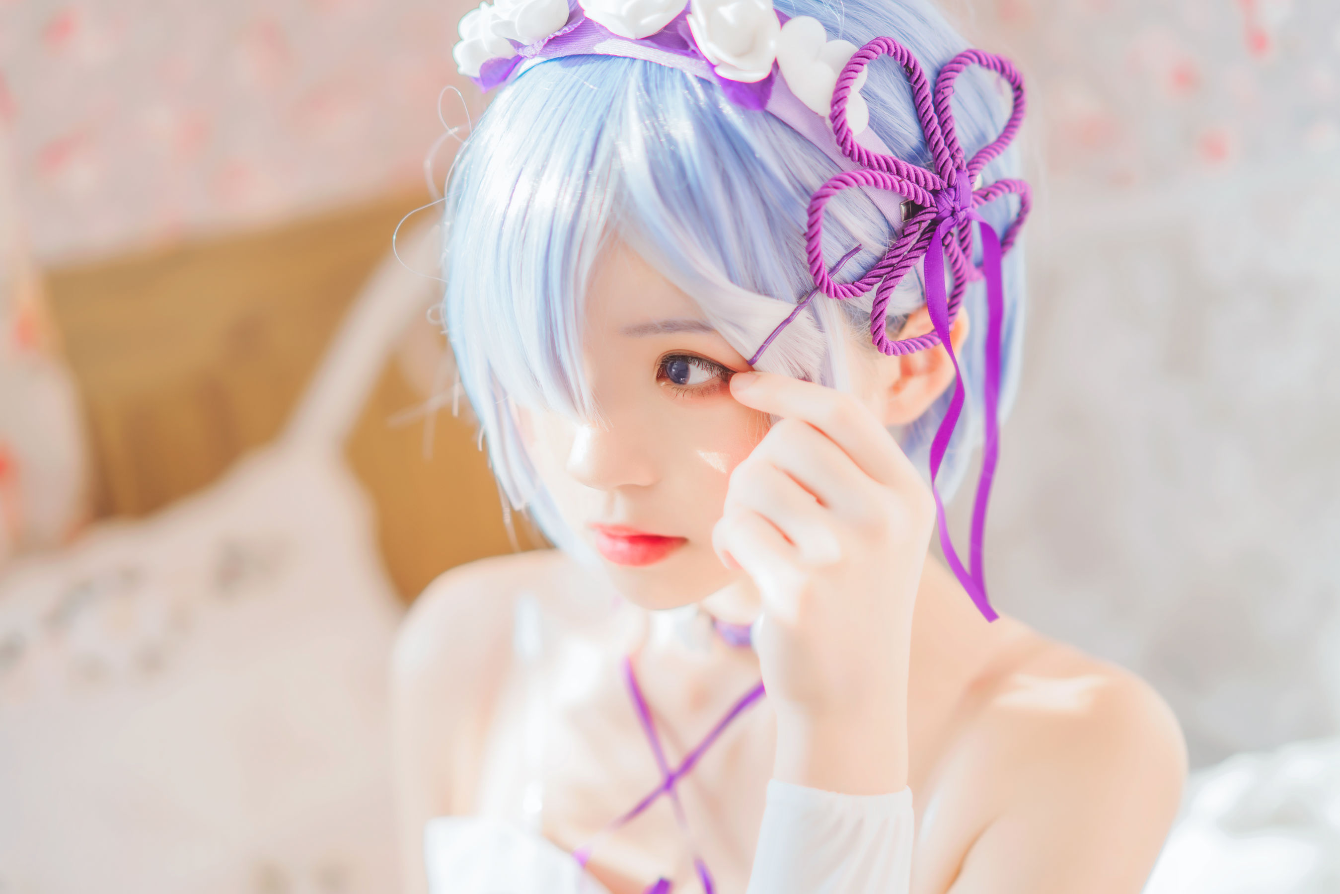 [Cosplay写真] 动漫博主蠢沫沫 - 蕾姆小睡裙