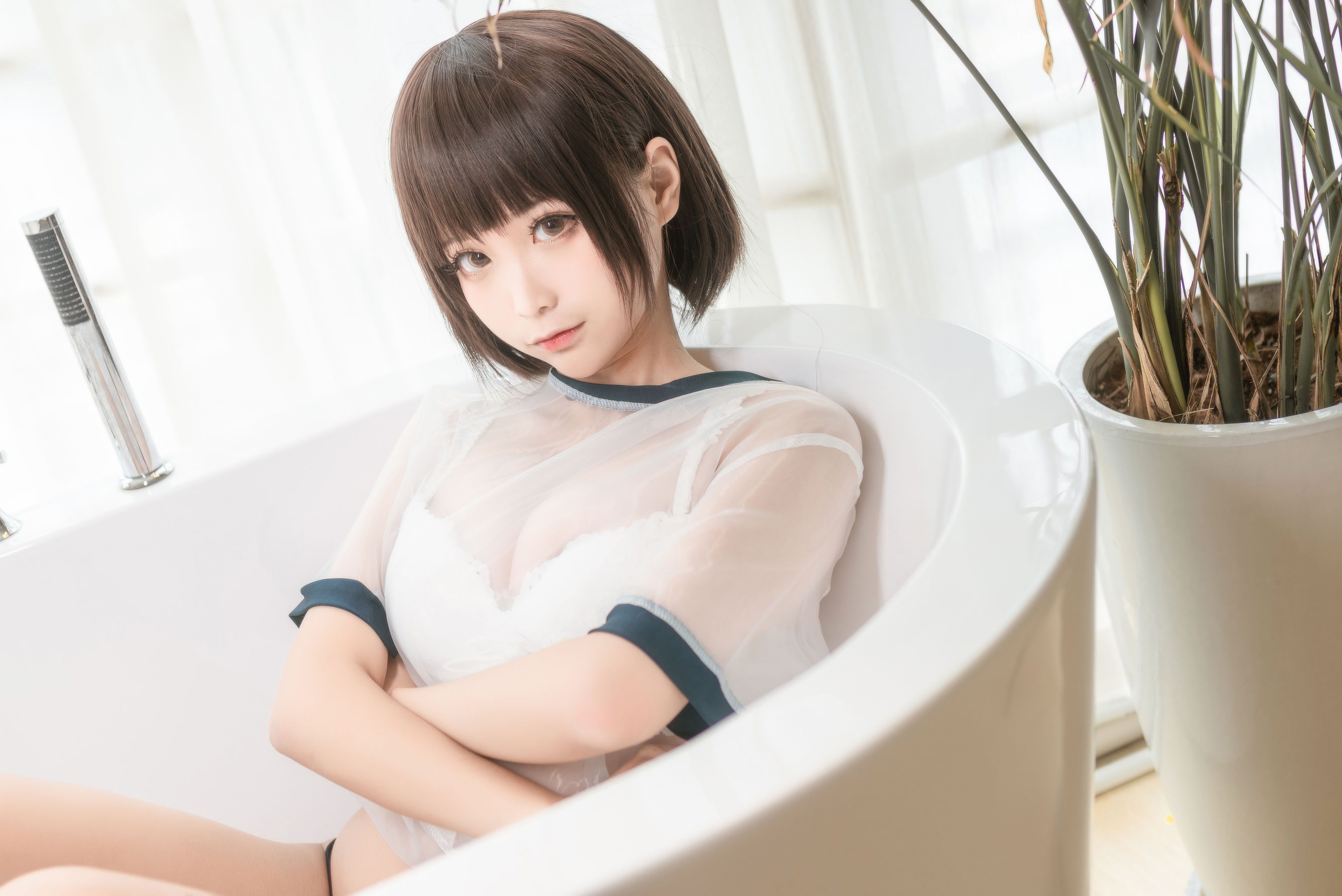 [Cosplay写真] 动漫博主蠢沫沫 - 透明体操服
