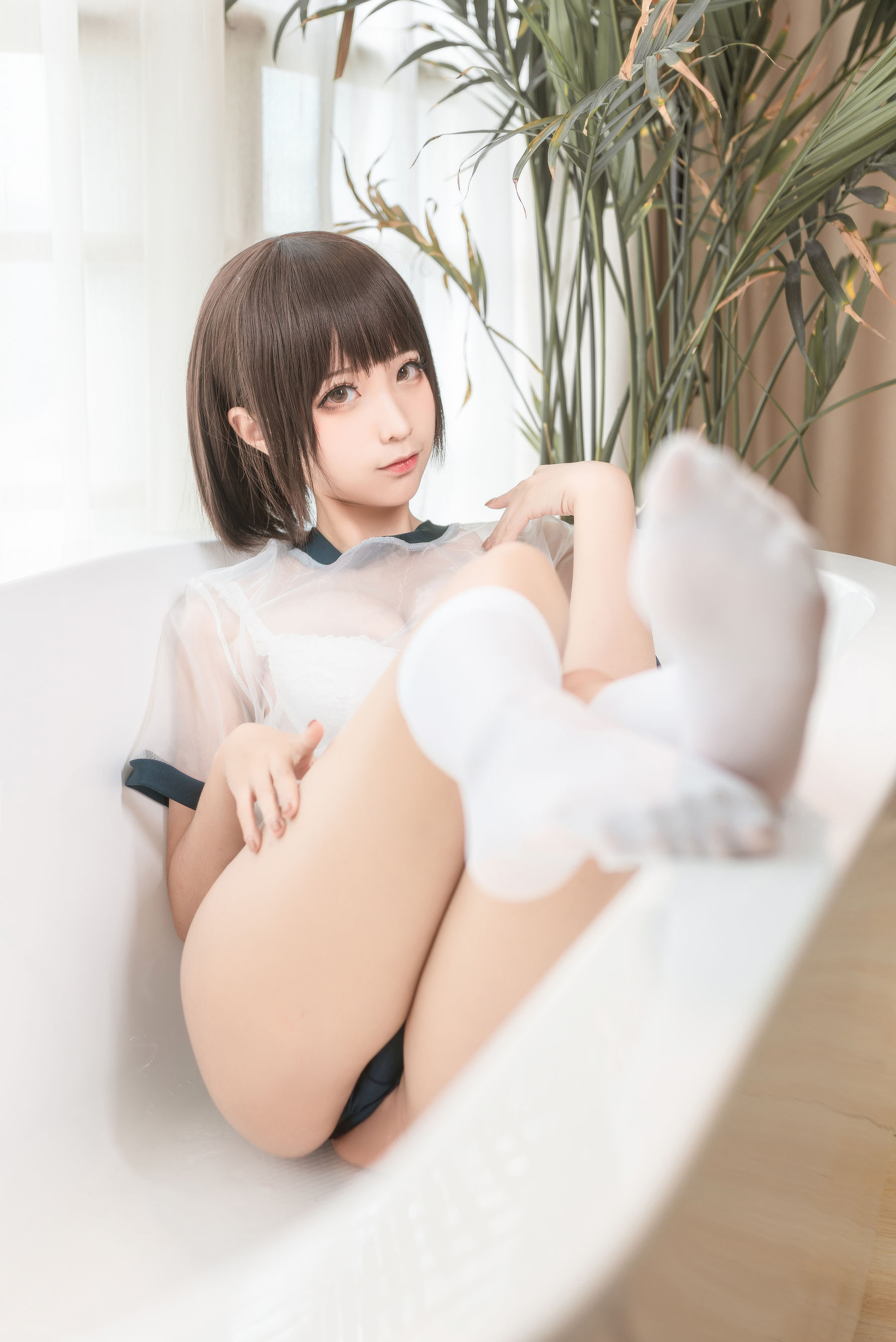 [Cosplay写真] 动漫博主蠢沫沫 - 透明体操服