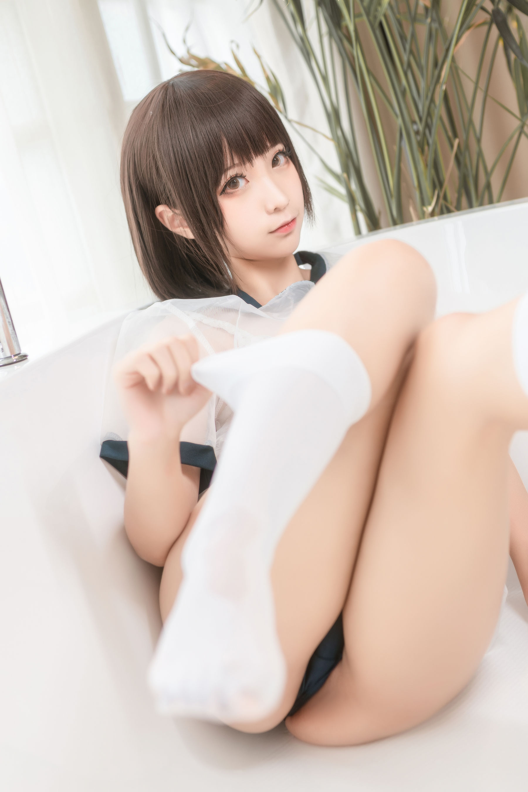 [Cosplay写真] 动漫博主蠢沫沫 - 透明体操服
