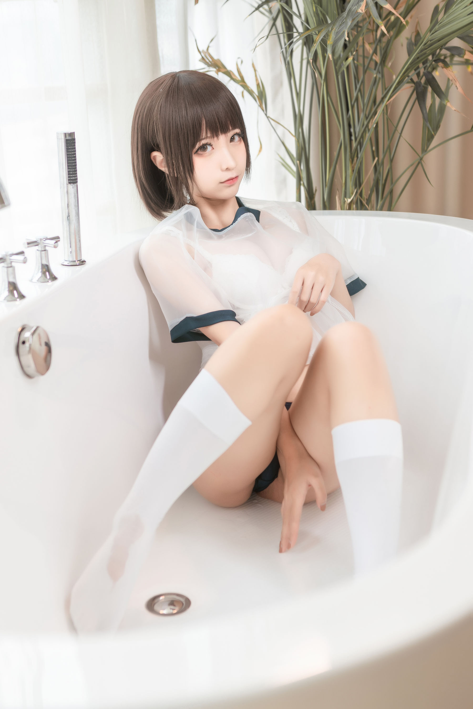 [Cosplay写真] 动漫博主蠢沫沫 - 透明体操服
