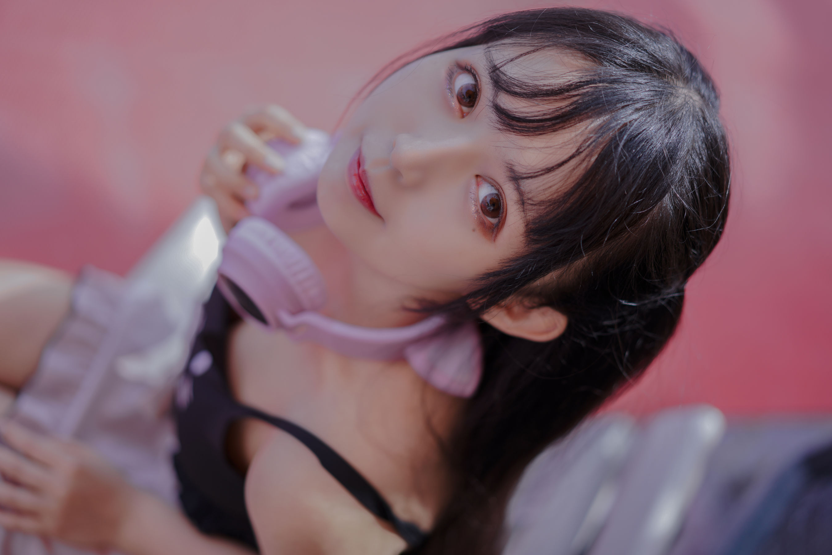 [Cosplay写真] 大眼萌妹黑猫猫OvO - pink