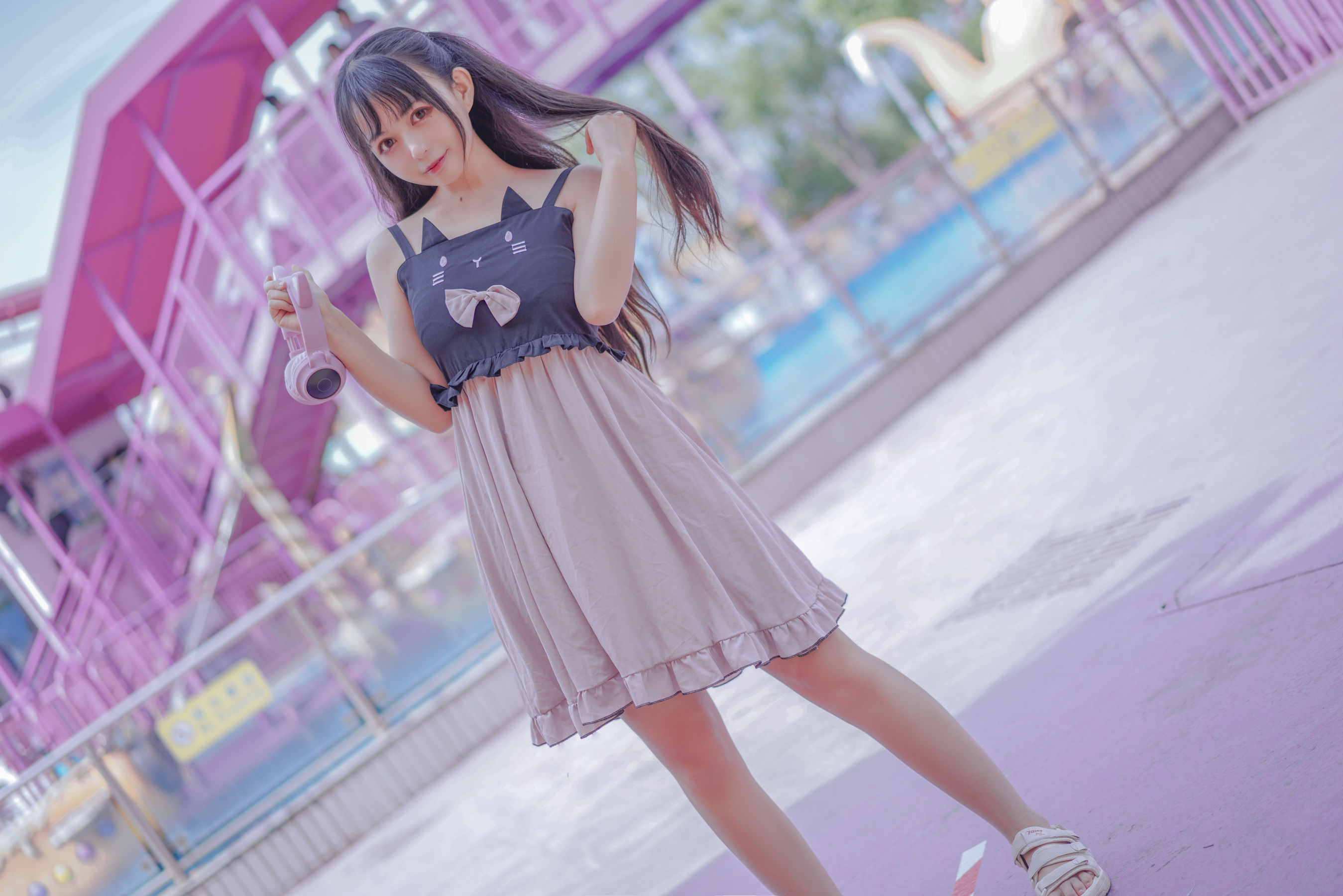 [Cosplay写真] 大眼萌妹黑猫猫OvO - pink