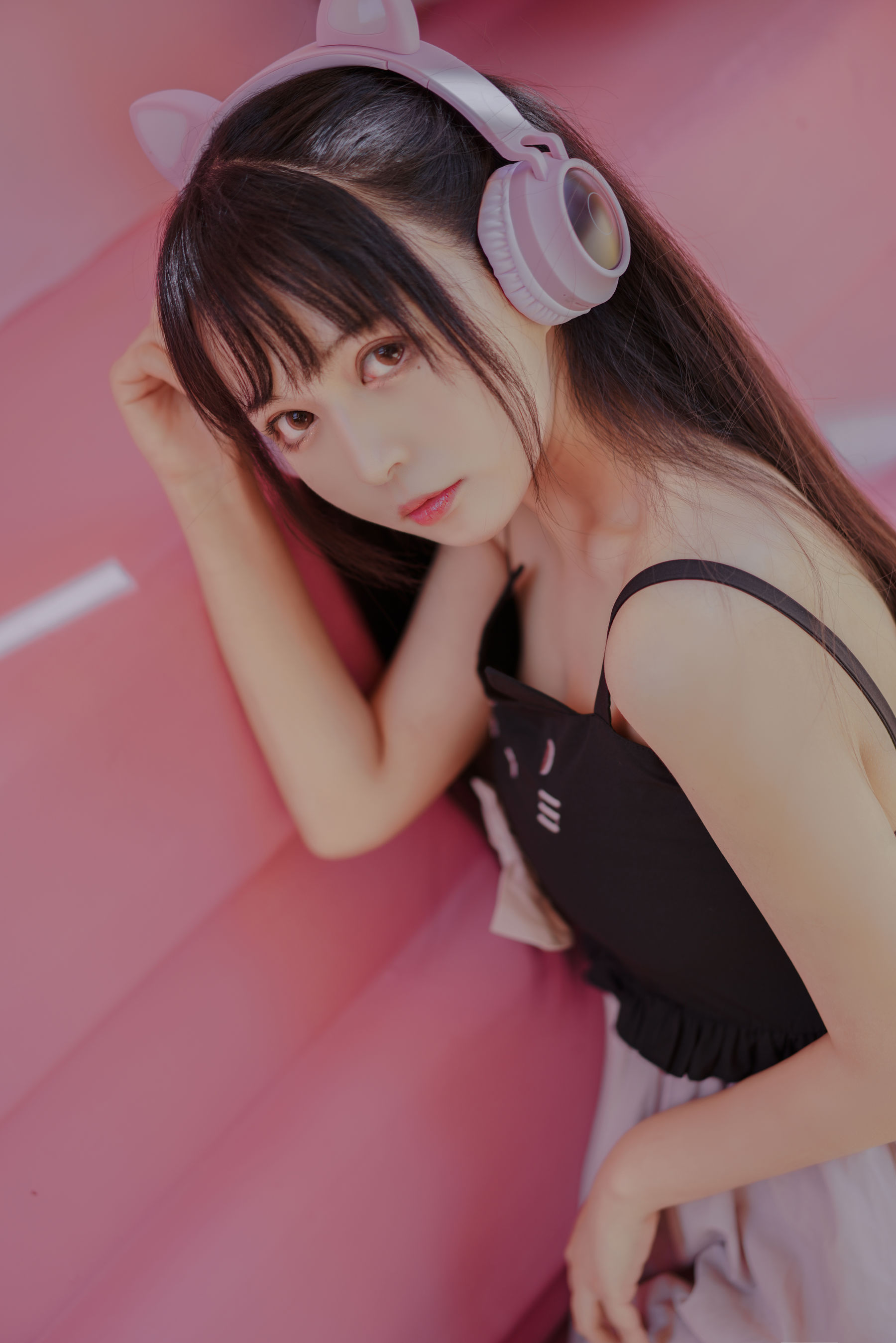 [Cosplay写真] 大眼萌妹黑猫猫OvO - pink