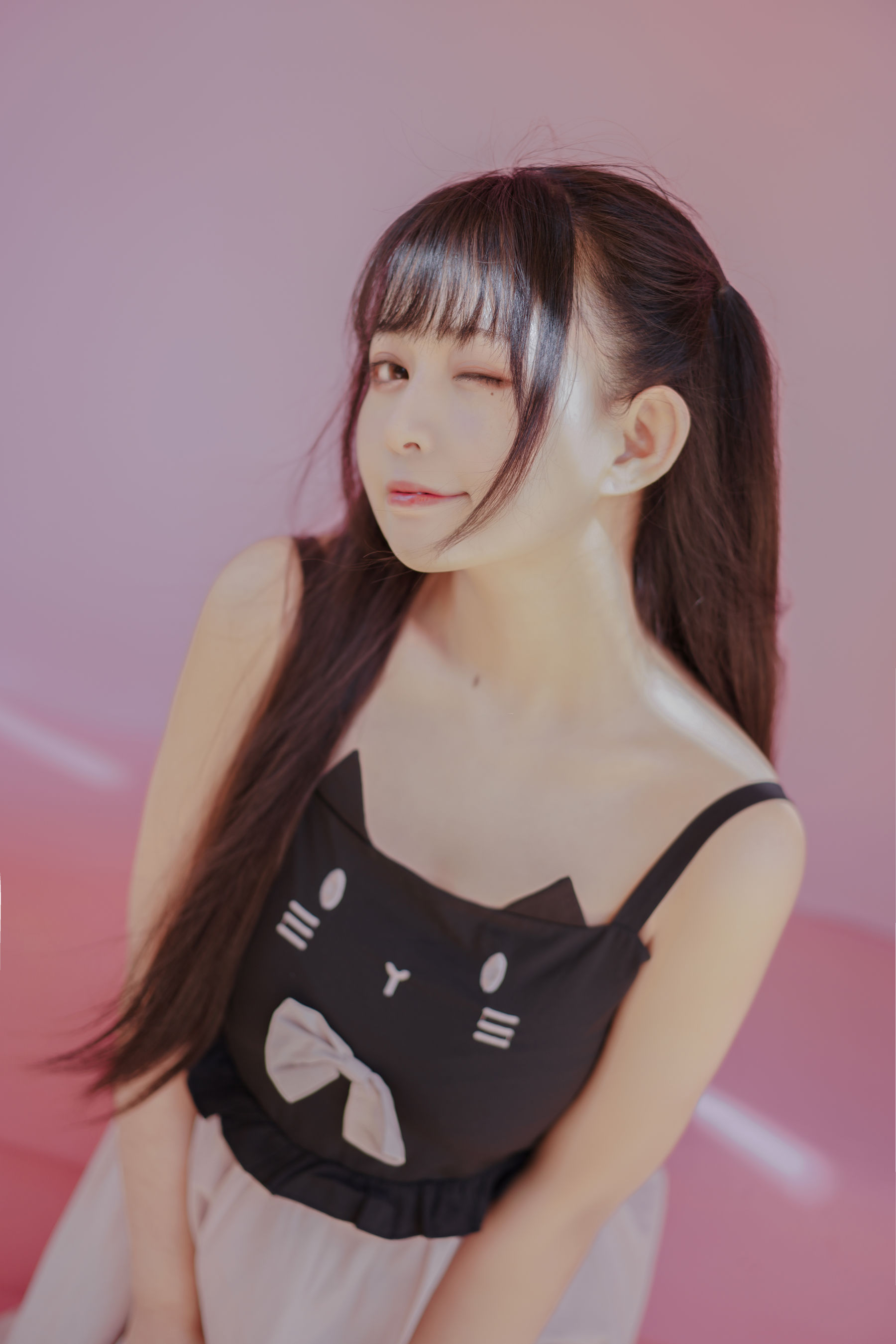 [Cosplay写真] 大眼萌妹黑猫猫OvO - pink