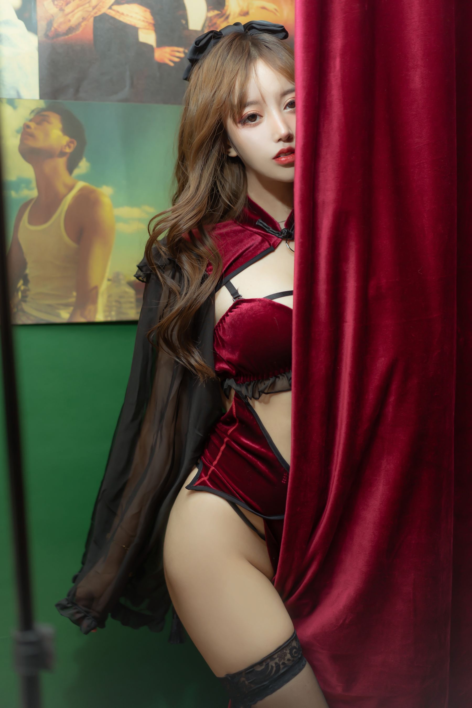 [Cosplay写真] 斗鱼米线线sama - 红丝绒旗袍