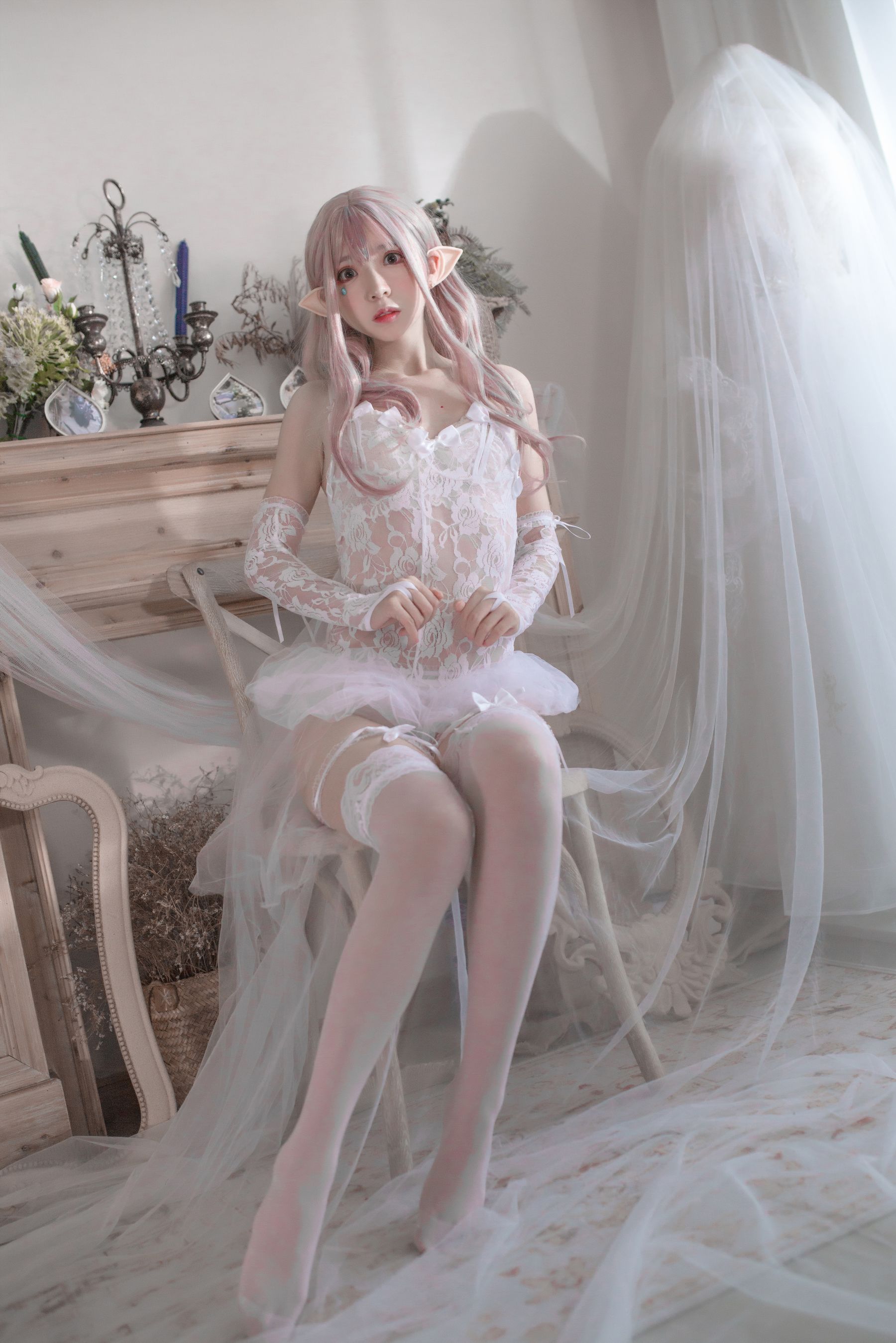 [Cosplay写真] 疯猫ss - 纯白精灵