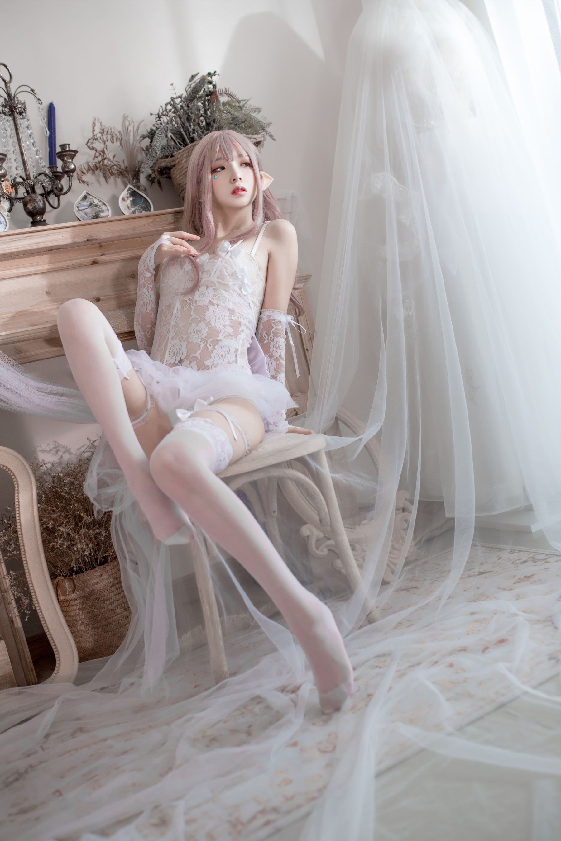 [Cosplay写真] 疯猫ss - 纯白精灵