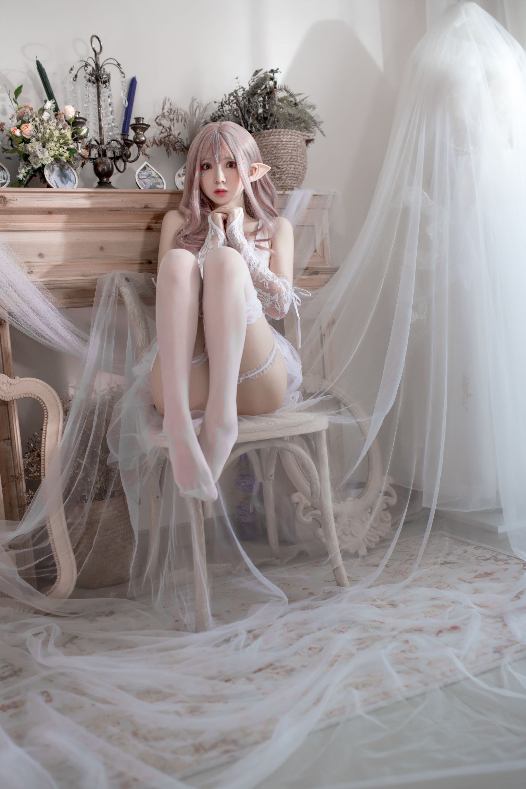 [Cosplay写真] 疯猫ss - 纯白精灵