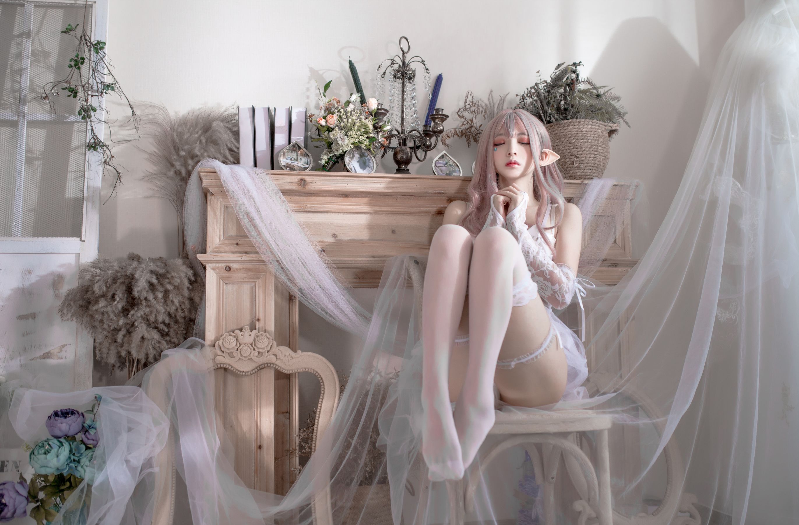 [Cosplay写真] 疯猫ss - 纯白精灵
